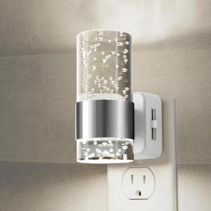imageL LOHAS LED Night LightDimmable Night Lights Plug into Wall Acrylic Nightlights with 0100 LM Adjustable Brightness 5000K Plug in Night Light with Dusk to Dawn Sensor for Bathroom HallwayBright WhiteSilver Ring