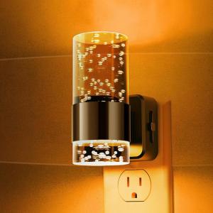 imageL LOHAS LED Night LightDimmable Night Lights Plug into Wall Acrylic Nightlights with 0100 LM Adjustable Brightness 5000K Plug in Night Light with Dusk to Dawn Sensor for Bathroom HallwayAmberBlack Ring