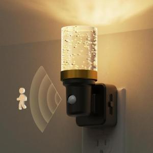 imageL LOHAS LED Motion Sensor Night Light 2 Pack Motion Activated Night Lights Plug into Wall Dimmable Modern Nightlight 0100LM 180Rotatable Plug in Crystal Nightlights for Bathroom Hallway AdultsBubble
