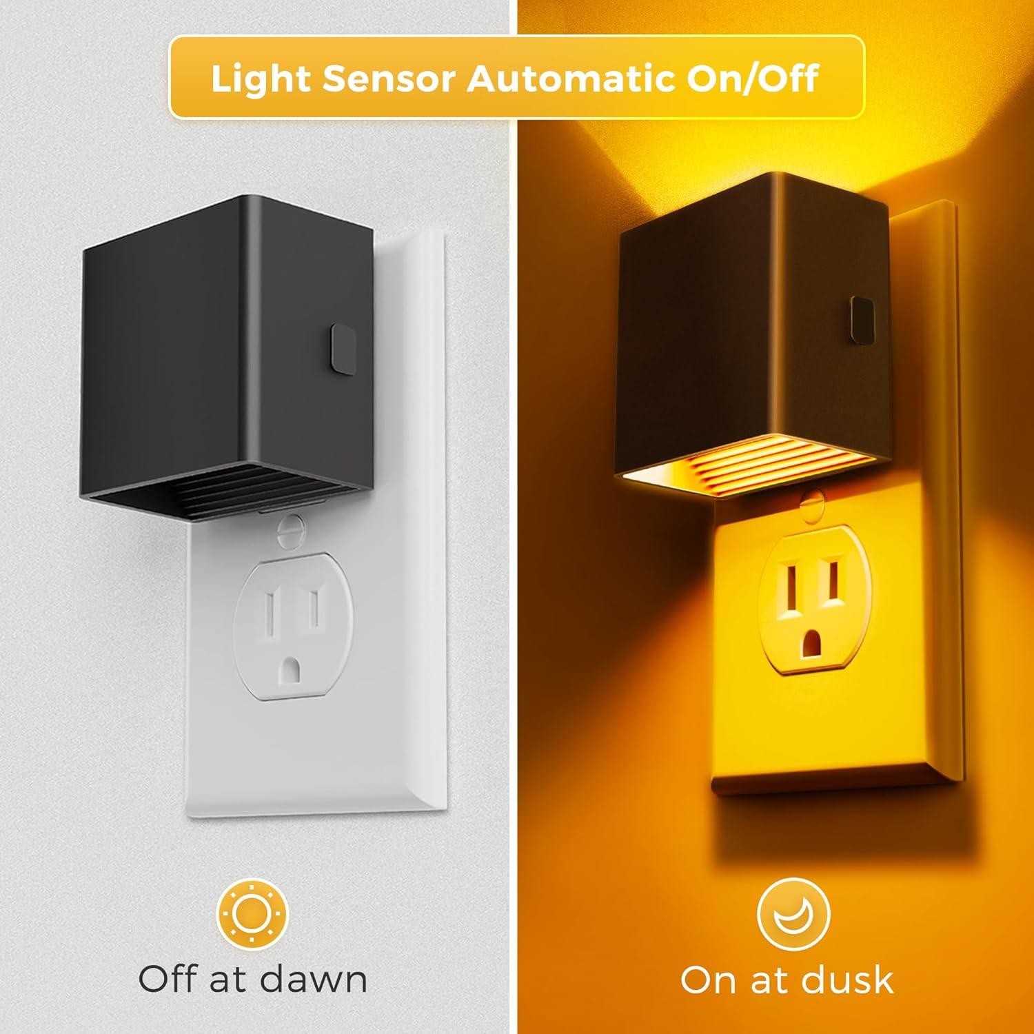 imageL LOHAS LED 4Pack Amber Night Light Night Lights Plug into Wall Dusk to Dawn Sensor Sleep Night Light Plug in for Kids Yellow Night Light for Bedroom Hallway Stairs Nursery