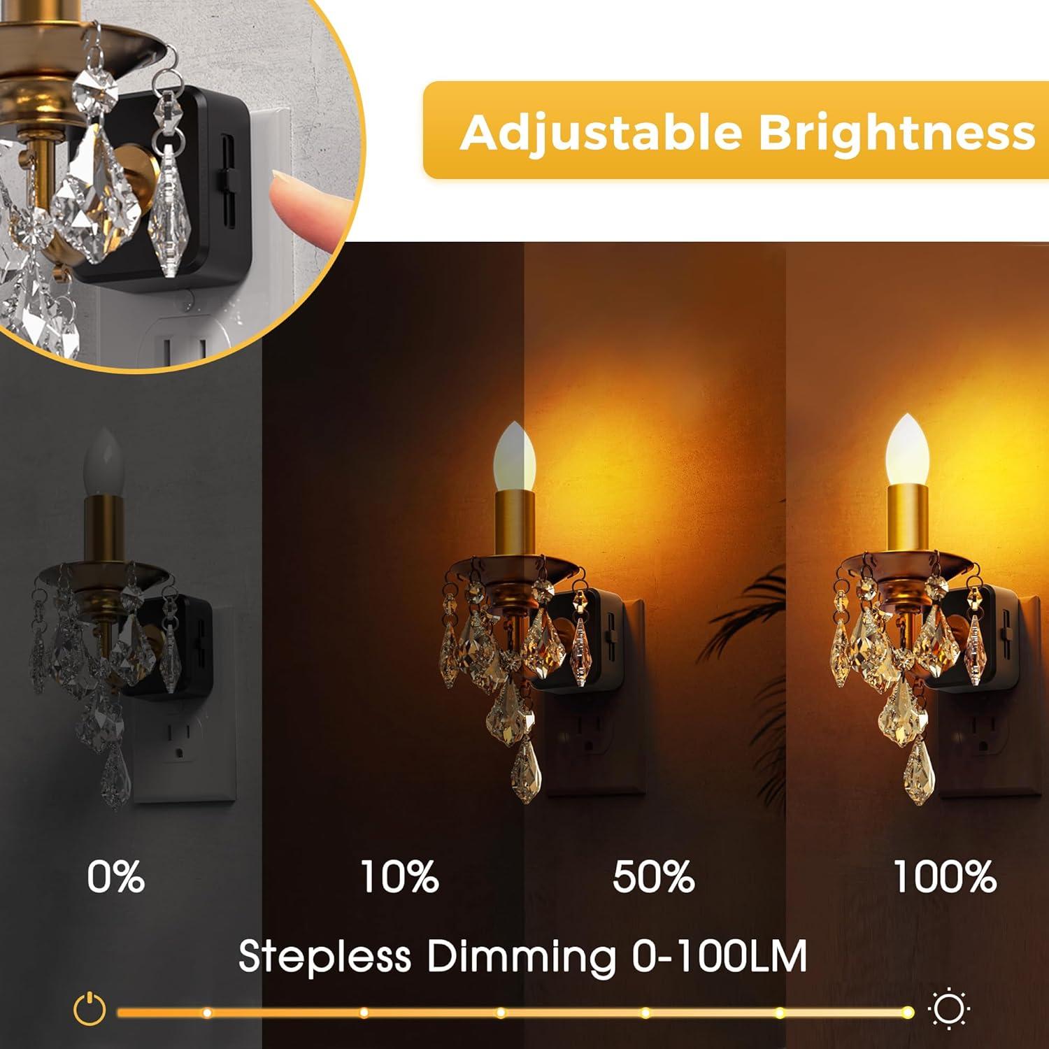 imageL LOHAS LED Candle Night Light Night Lights Plug into Wall LED Candle Night Light with Light Sensor 0100LM Dimmable Nightlight for Dinning Room Living Room Bathroom HallwayCrystal02