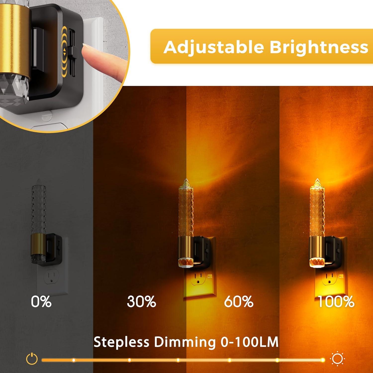 imageL LOHAS LED Candle Night Light Night Lights Plug into Wall LED Candle Night Light with Light Sensor 0100LM Dimmable Nightlight for Dinning Room Living Room Bathroom HallwayDiamond02