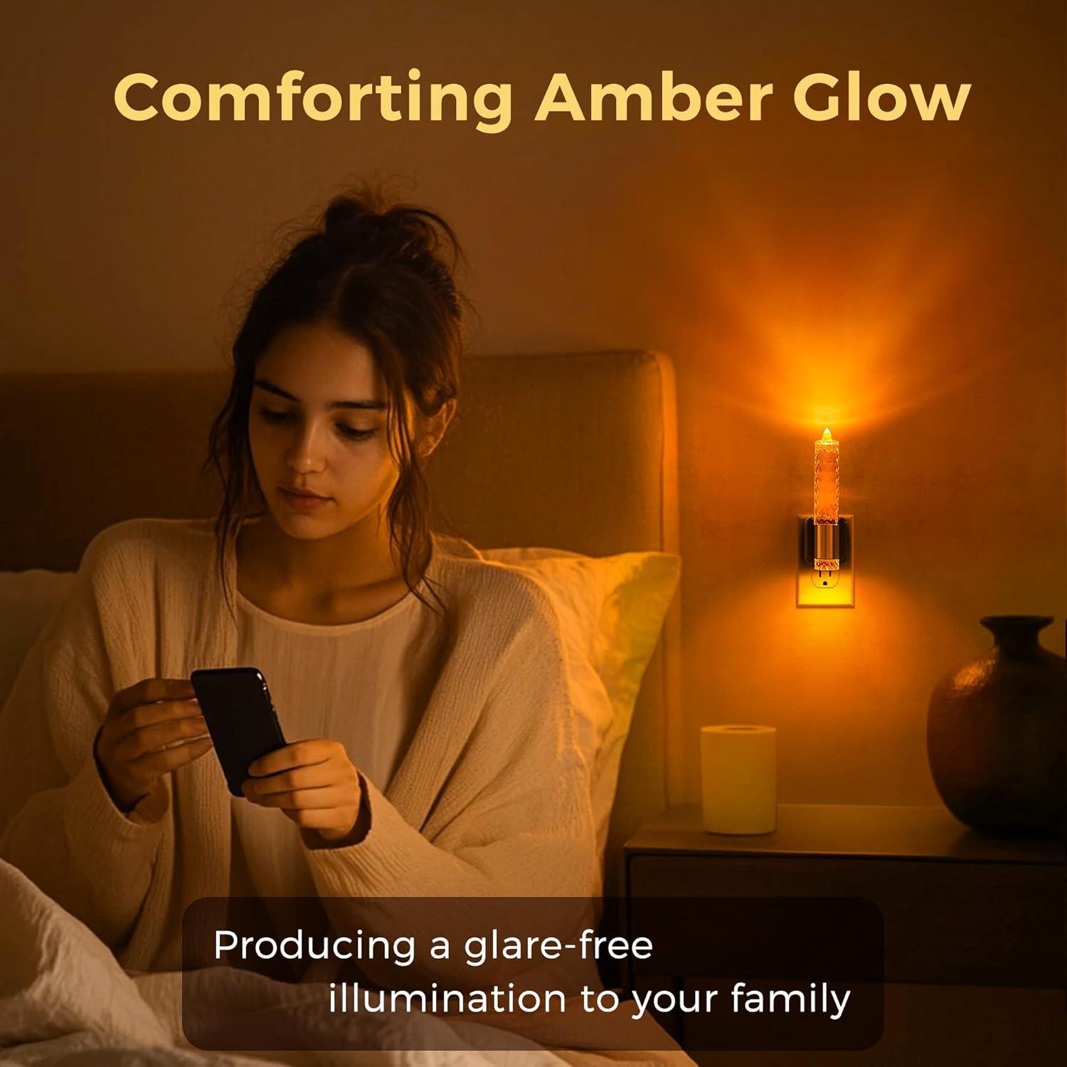 imageL LOHAS LED Candle Night Light Night Lights Plug into Wall LED Candle Night Light with Light Sensor 0100LM Dimmable Nightlight for Dinning Room Living Room Bathroom HallwayDiamond01