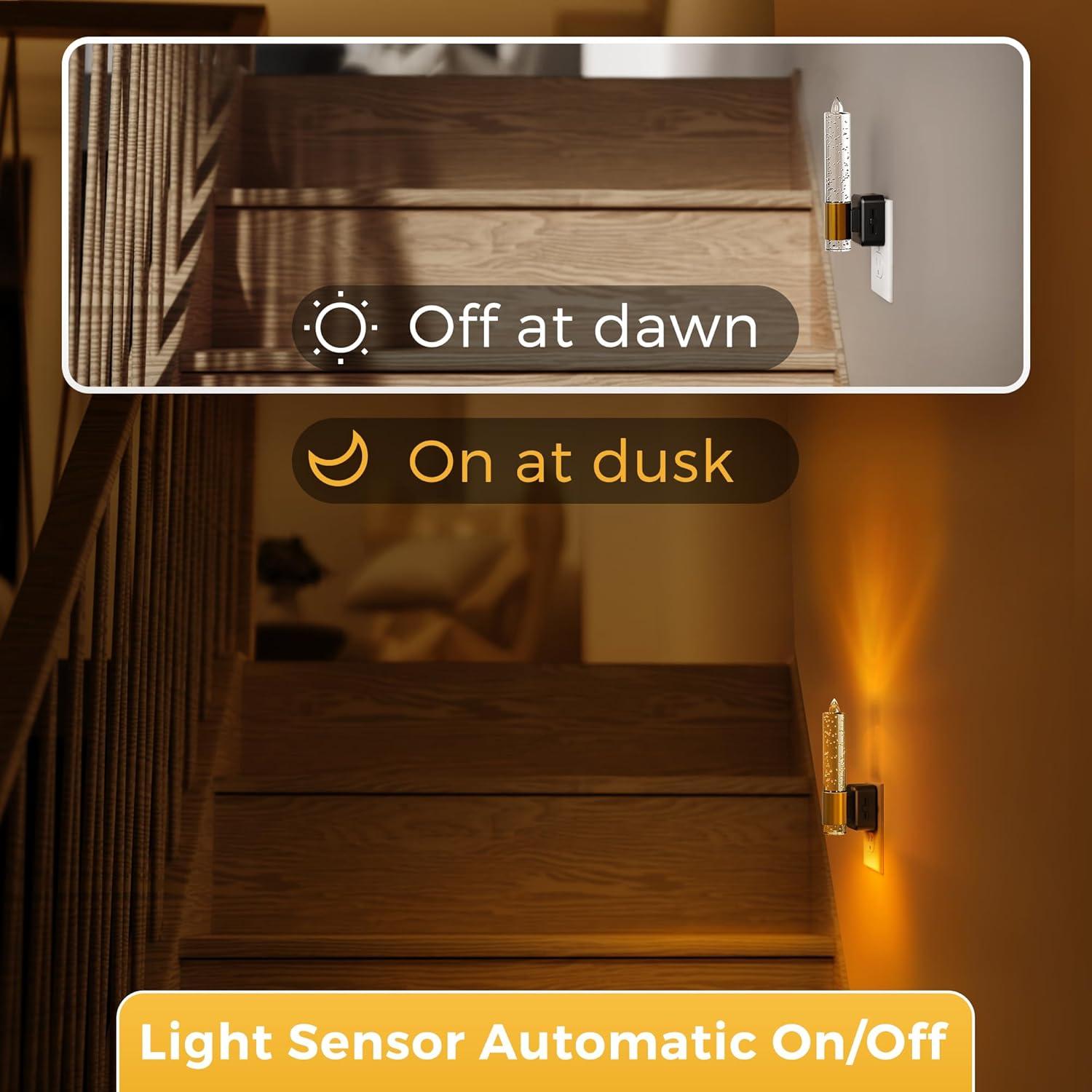 imageL LOHAS LED Candle Night Light Night Lights Plug into Wall LED Candle Night Light with Light Sensor 0100LM Dimmable Nightlight for Dinning Room Living Room Bathroom HallwayBubble02