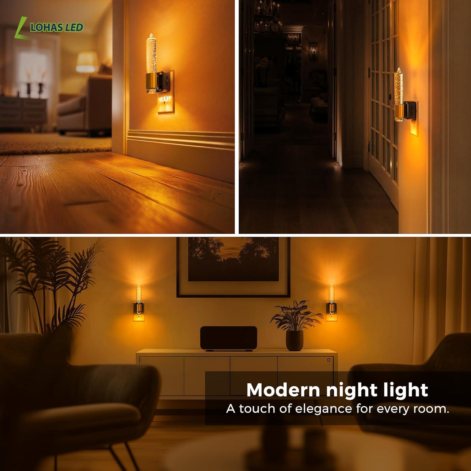 imageL LOHAS LED Candle Night Light Night Lights Plug into Wall LED Candle Night Light with Light Sensor 0100LM Dimmable Nightlight for Dinning Room Living Room Bathroom HallwayBubble02