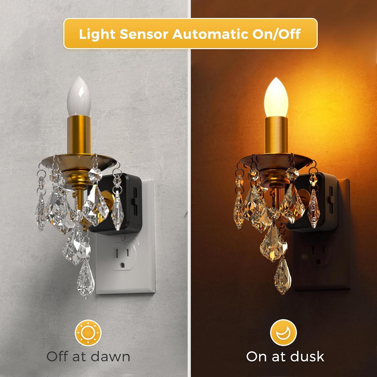 imageL LOHAS LED Candle Night Light Night Lights Plug into Wall LED Candle Night Light with Light Sensor 0100LM Dimmable Nightlight for Dinning Room Living Room Bathroom HallwayCrystal02