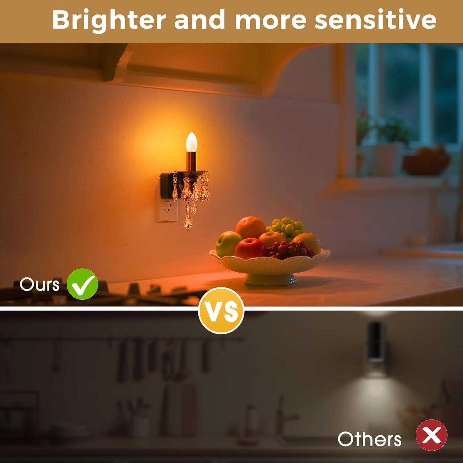 imageL LOHAS LED Candle Night Light Night Lights Plug into Wall LED Candle Night Light with Light Sensor 0100LM Dimmable Nightlight for Dinning Room Living Room Bathroom HallwayCrystal02