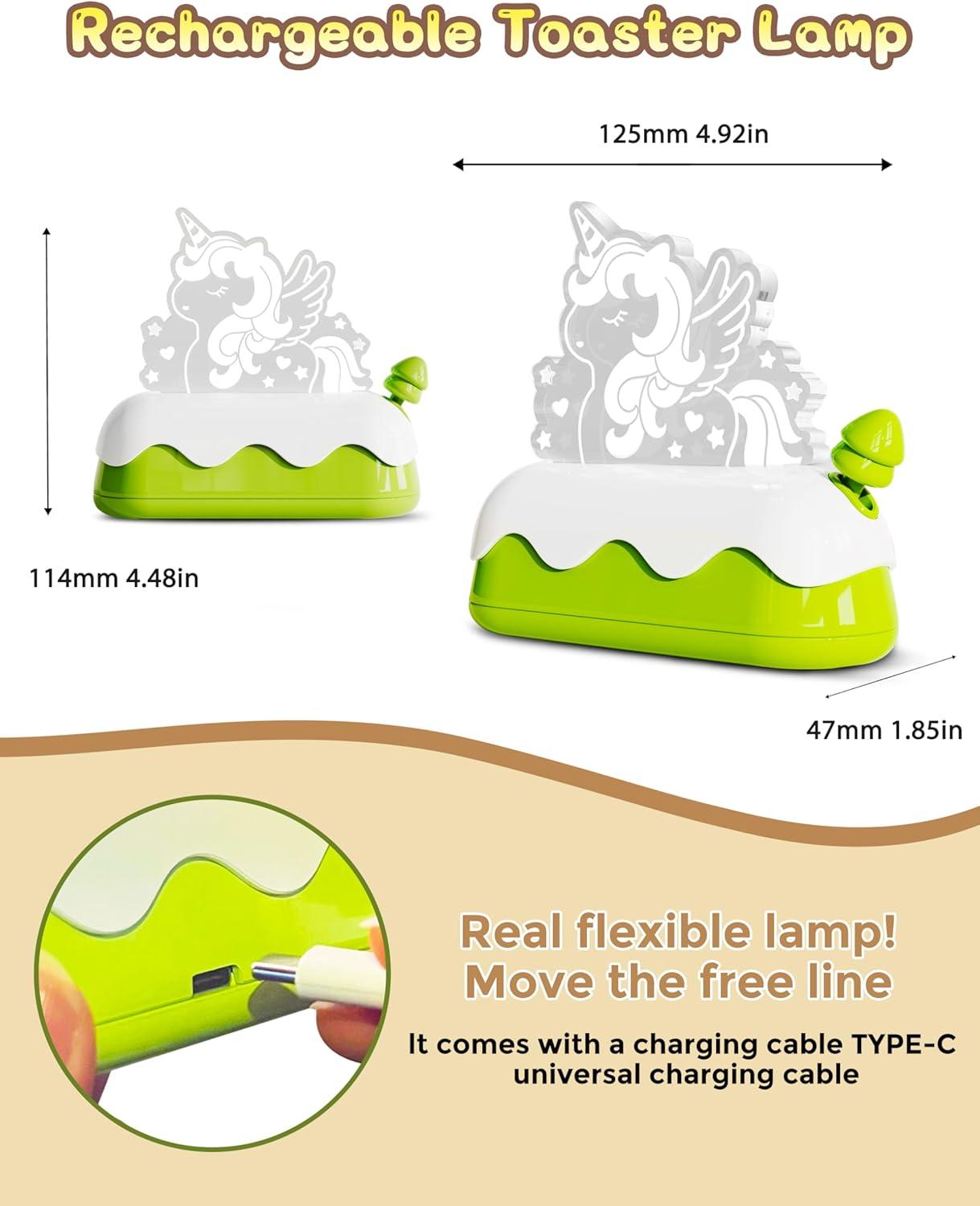 imageL LOHAS LED Cute Toaster Night Lights for Kids Kawaii Stuff Horse Desk Lamp Rechargeable Desk Decor for Bedroom Besides Dinning Nursery Night Light for Kids Boys Girls GiftsPony
