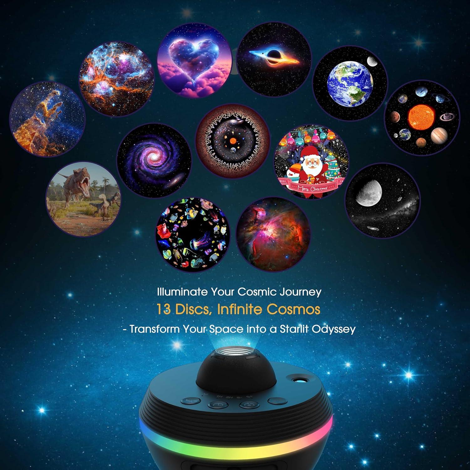 imageL LOHAS LED Galaxy Projector for Bedroom 13 in 1 Star Projector Night Light with Solar System Constellation Moon LED Space Galaxy Lamp with Timer for Kids Adults Bedroom TheaterBlack