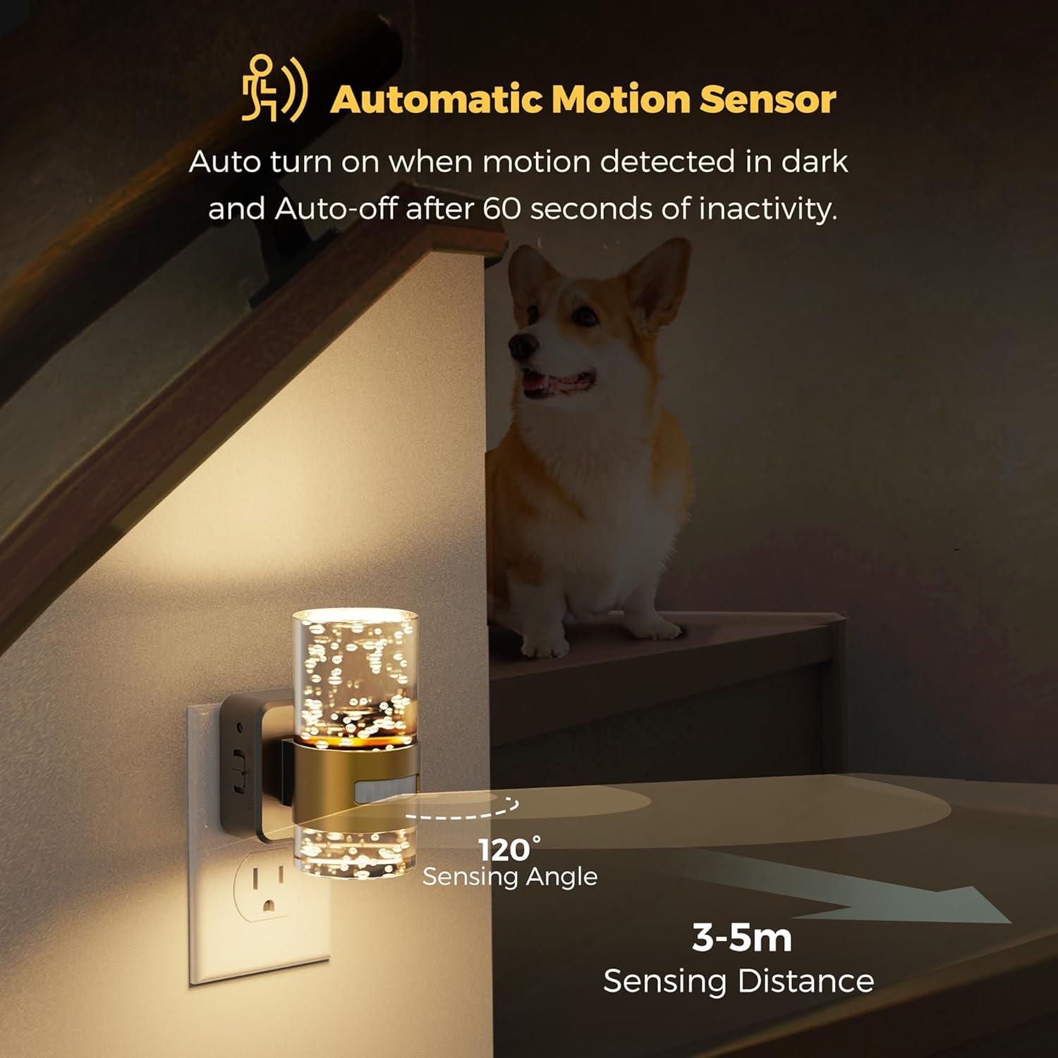 imageL LOHAS LED Motion Sensor Night LightDimmable Night Lights Plug into Wall Acrylic Nightlight with 0100 LM Adjustable Brightness 3000K Plug in Night Light with Motion Activated for Bathroom Hallway2