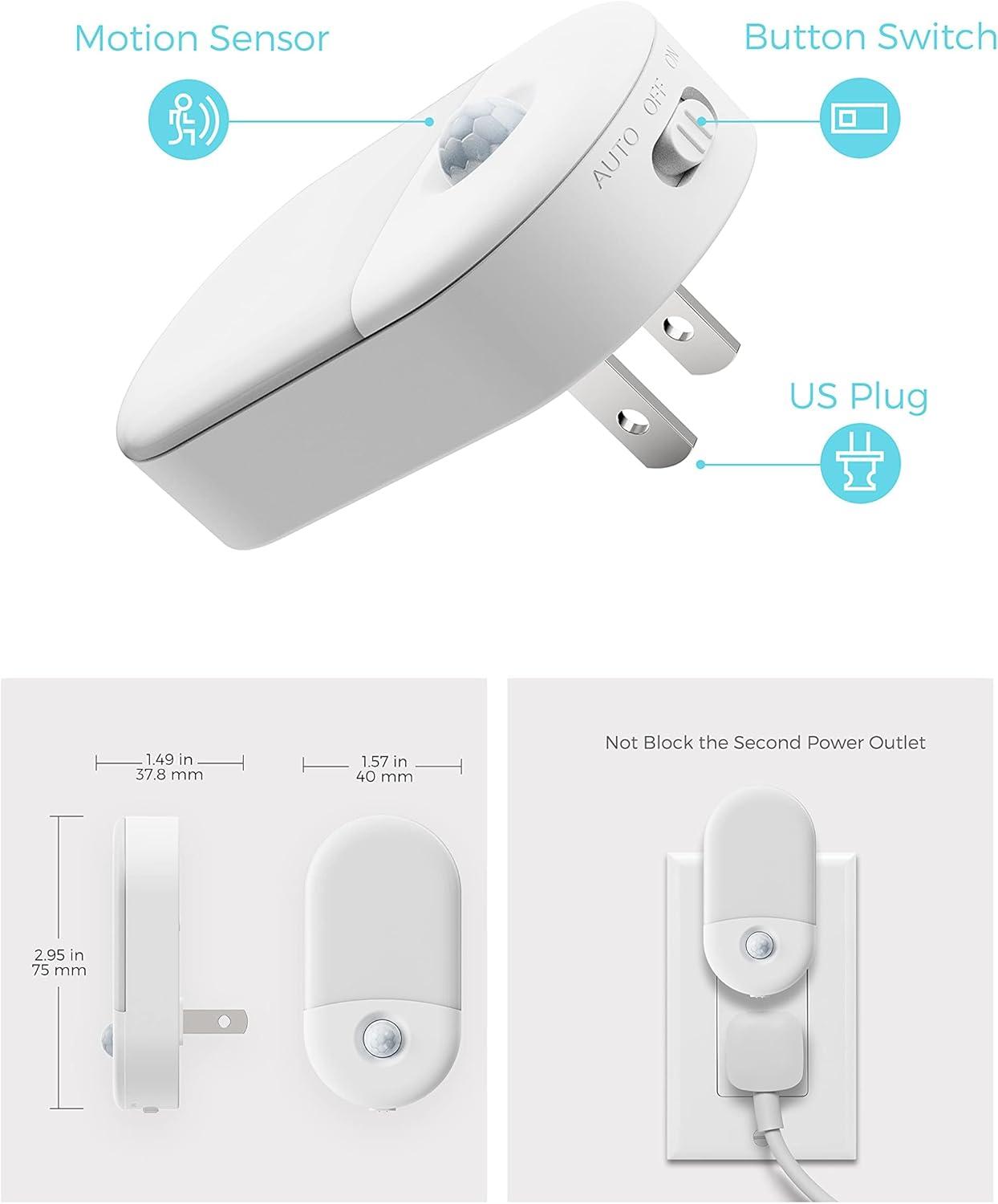 imageL LOHAS LED Night Light Adjustable Brightness Night Light Daylight Bright White Nightlight Plug in for Nursery Kids Bedroom Bathroom Nightlight 4 Pack