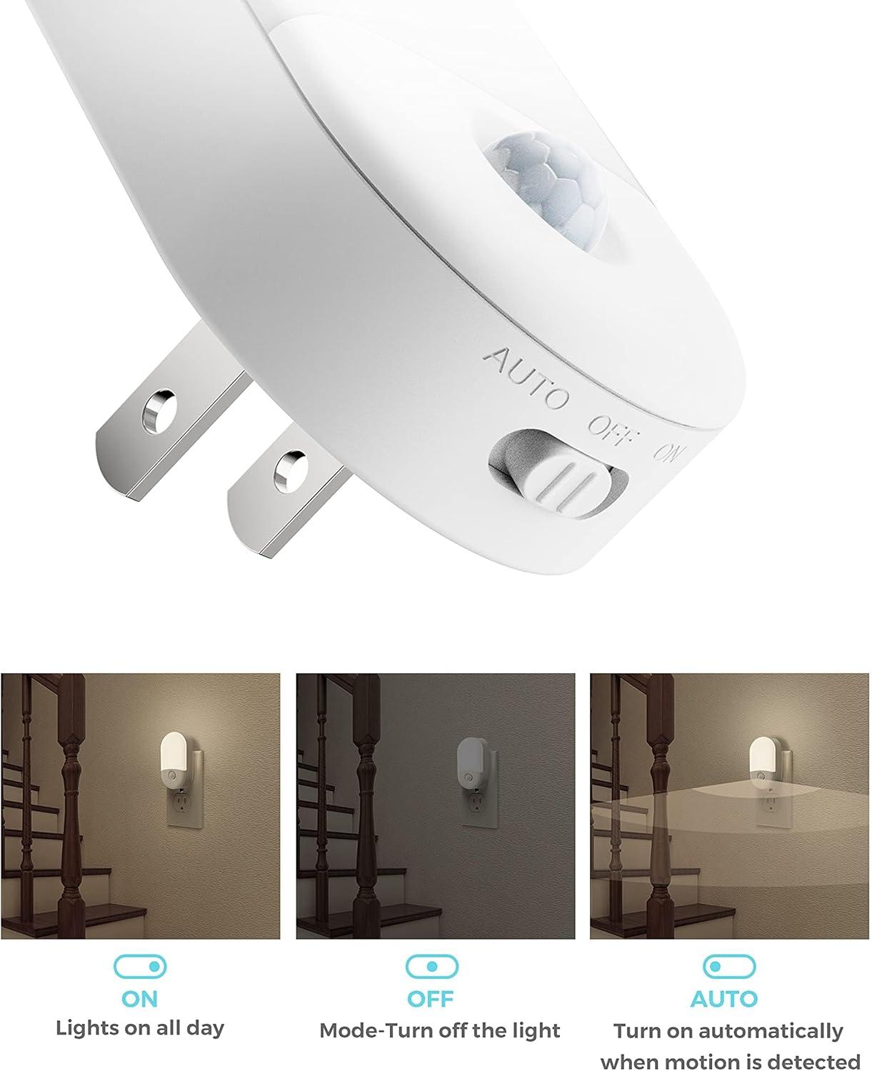 imageL LOHAS LED Night Light Adjustable Brightness Night Light Daylight Bright White Nightlight Plug in for Nursery Kids Bedroom Bathroom Nightlight 4 Pack