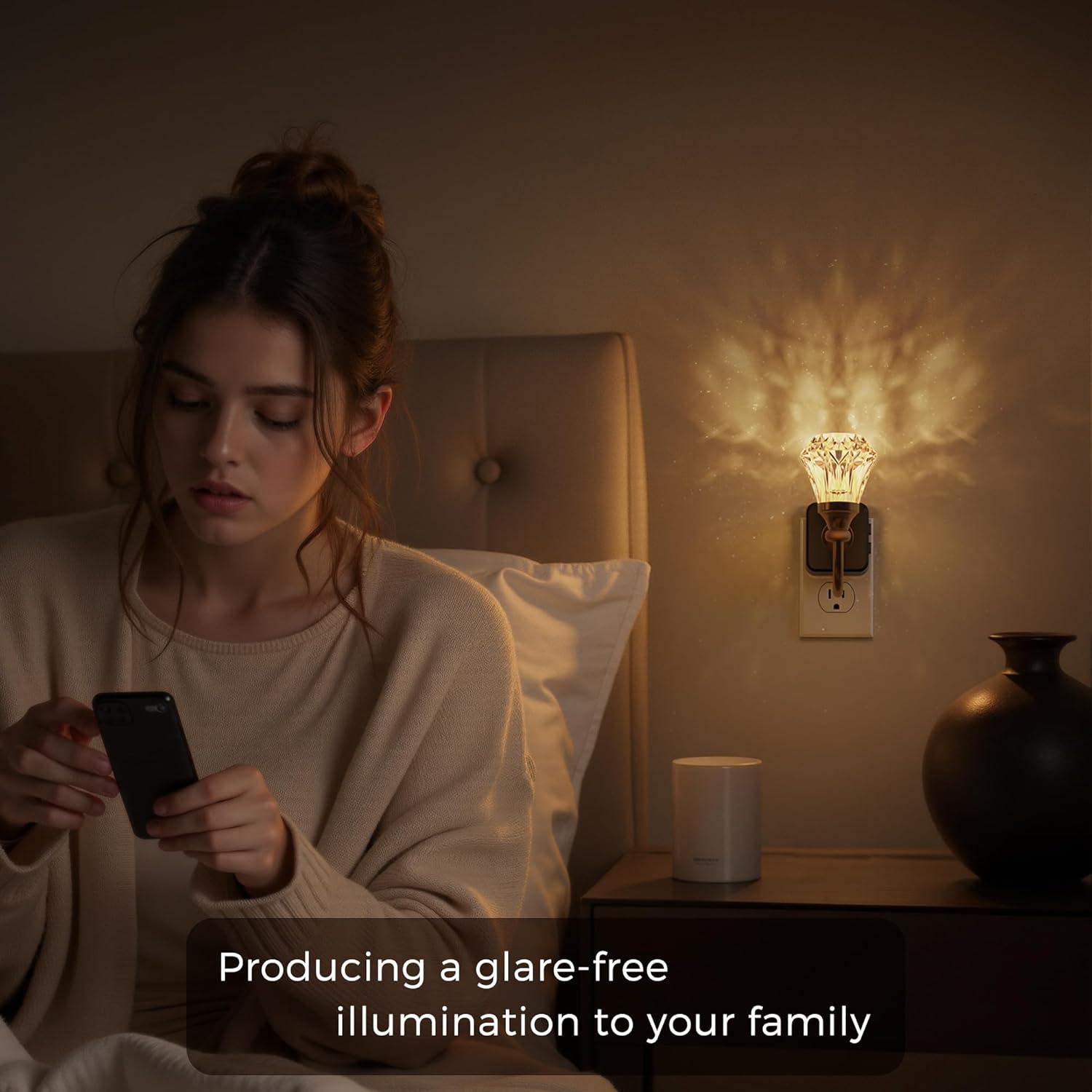 imageL LOHAS LED Night Lights Plug into Wall 10Color Changing RGB Floral Night Lights with Auto Sensor 3 Brightness Levels Rotatable Plug in Nightlight for Bedroom Nursery Hallway Gift