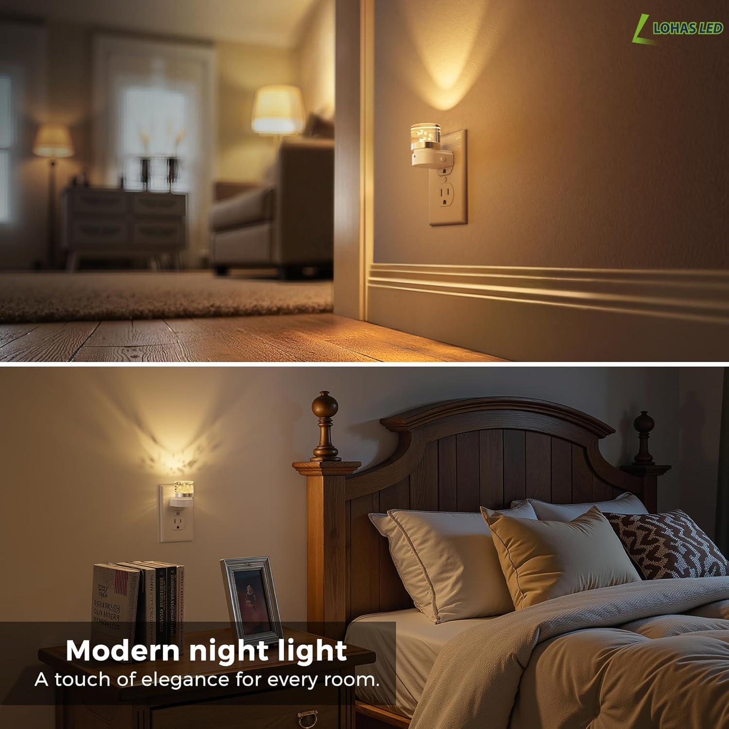 imageL LOHAS LED Night Lights Plug into Wall 3000K4000k5000K Adjustable Color Temperature Bubble Night Light Dusk to Dawn Sensor for Hallway Bathroom RoomsWhite3CCTbubble