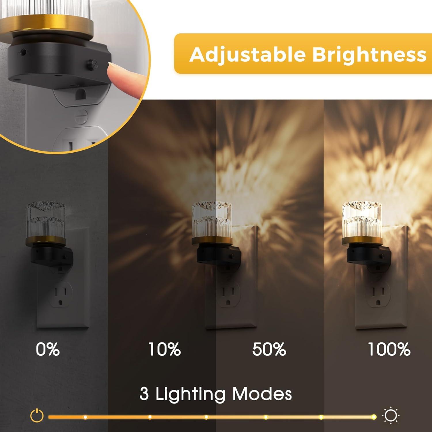 imageL LOHAS LED Night Lights Plug into Wall 3000K4000k5000K Adjustable Color Temperature Bubble Night Light Dusk to Dawn Sensor for Hallway Bathroom RoomsBlack3000Kdiamond