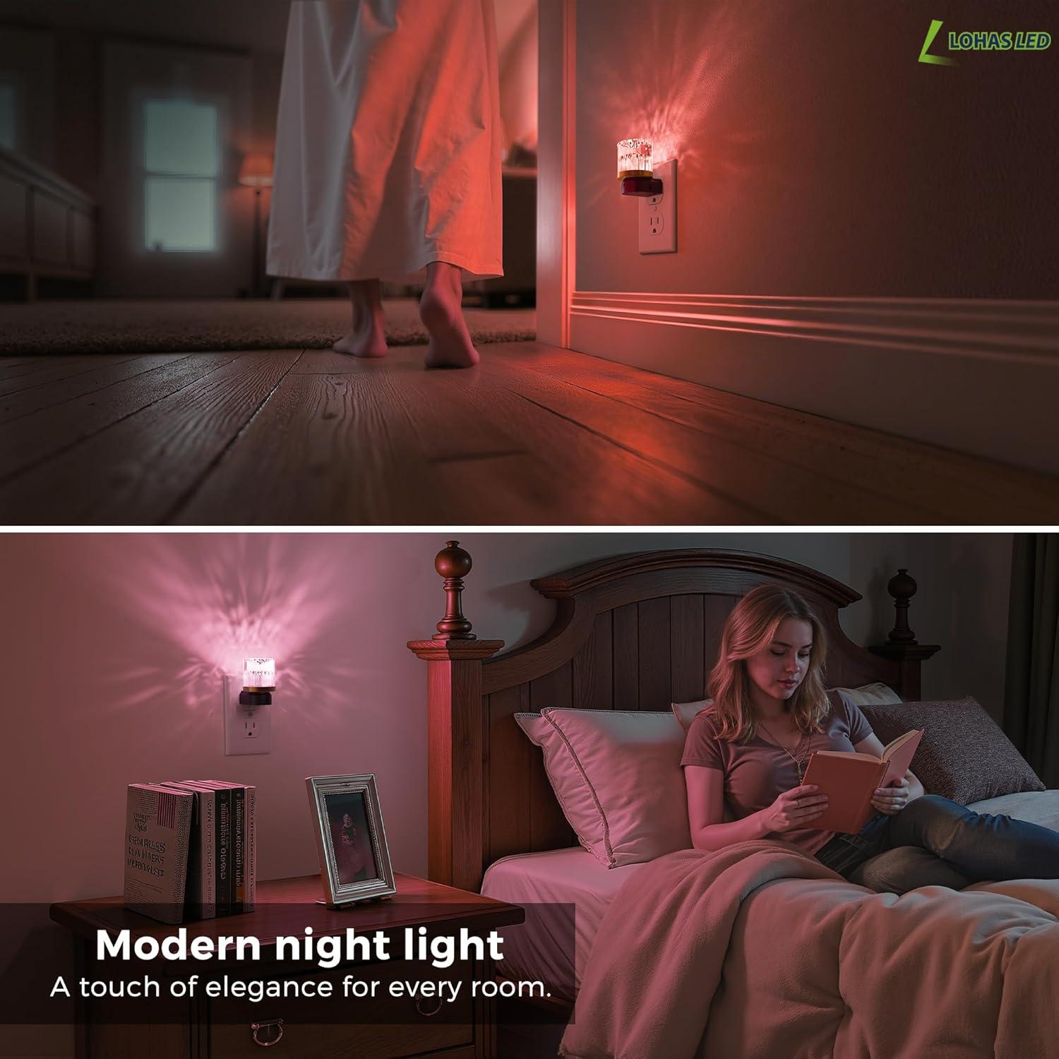 imageL LOHAS LED Night Lights Plug into Wall 3000K4000k5000K Adjustable Color Temperature Bubble Night Light Dusk to Dawn Sensor for Hallway Bathroom RoomsRGBDiamondBlack