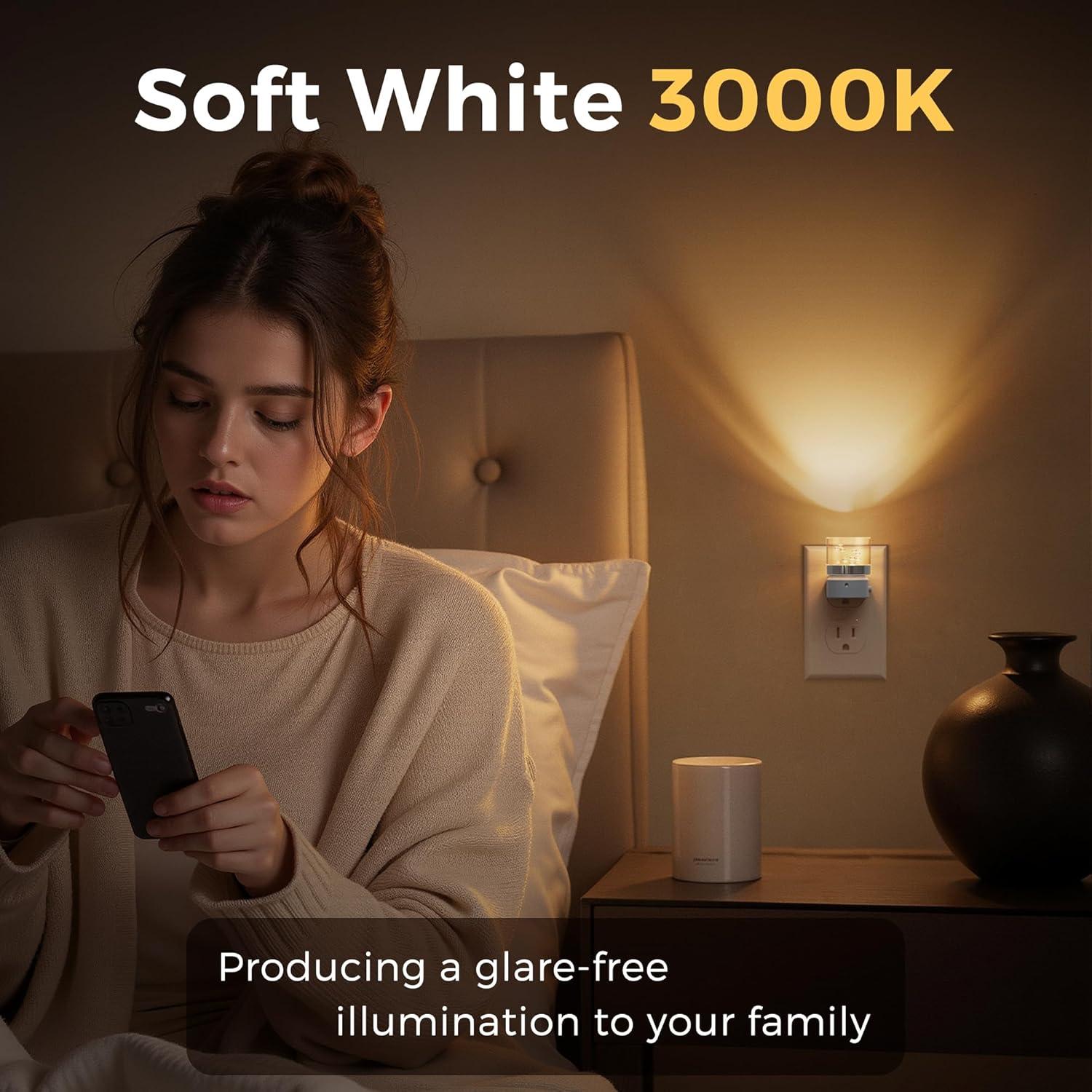 imageL LOHAS LED Night Lights Plug into Wall 3000K4000k5000K Adjustable Color Temperature Bubble Night Light Dusk to Dawn Sensor for Hallway Bathroom RoomsWhite3000Kbubble