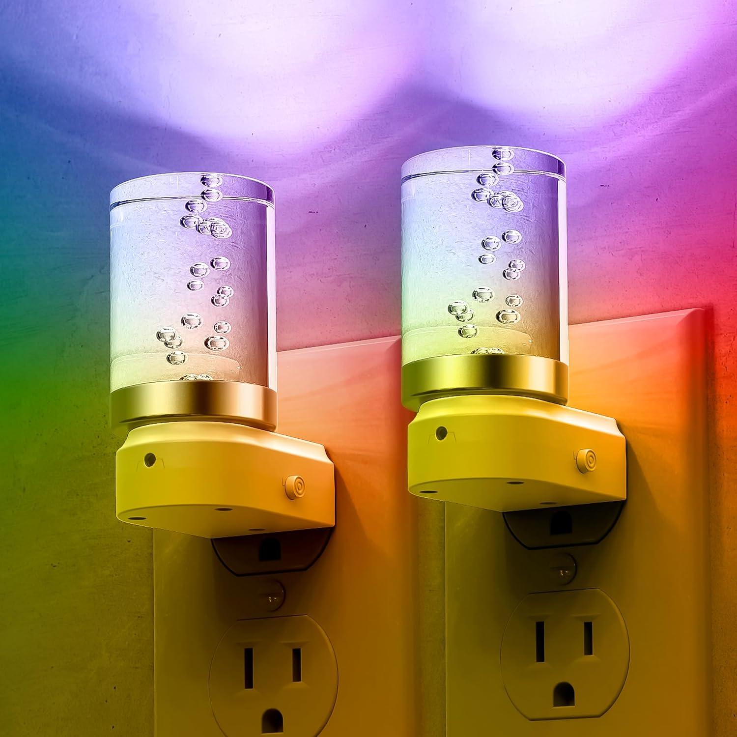 imageL LOHAS LED Night Lights Plug into Wall 3000K4000k5000K Adjustable Color Temperature Bubble Night Light Dusk to Dawn Sensor for Hallway Bathroom RoomsRGBLong BubbleWhite