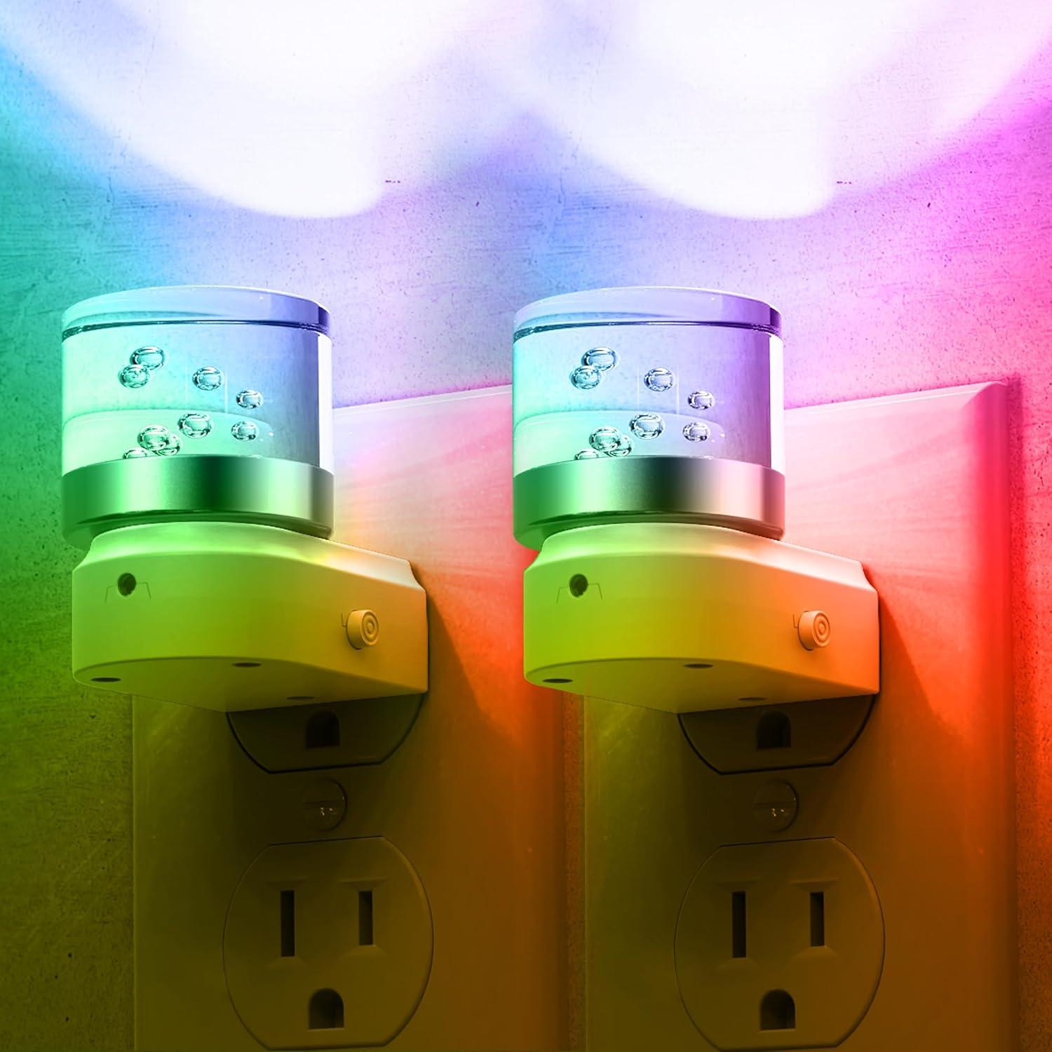 imageL LOHAS LED Night Lights Plug into Wall 3000K4000k5000K Adjustable Color Temperature Bubble Night Light Dusk to Dawn Sensor for Hallway Bathroom RoomsRGBShort BubbleWhite