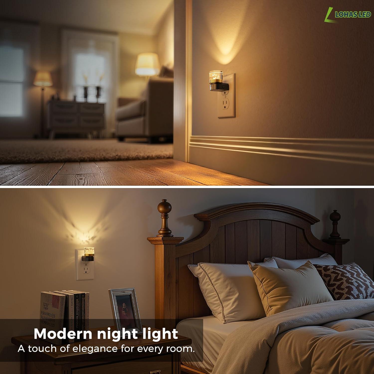 imageL LOHAS LED Night Lights Plug into Wall 3000K4000k5000K Adjustable Color Temperature Bubble Night Light Dusk to Dawn Sensor for Hallway Bathroom RoomsBlack3CCTbubble