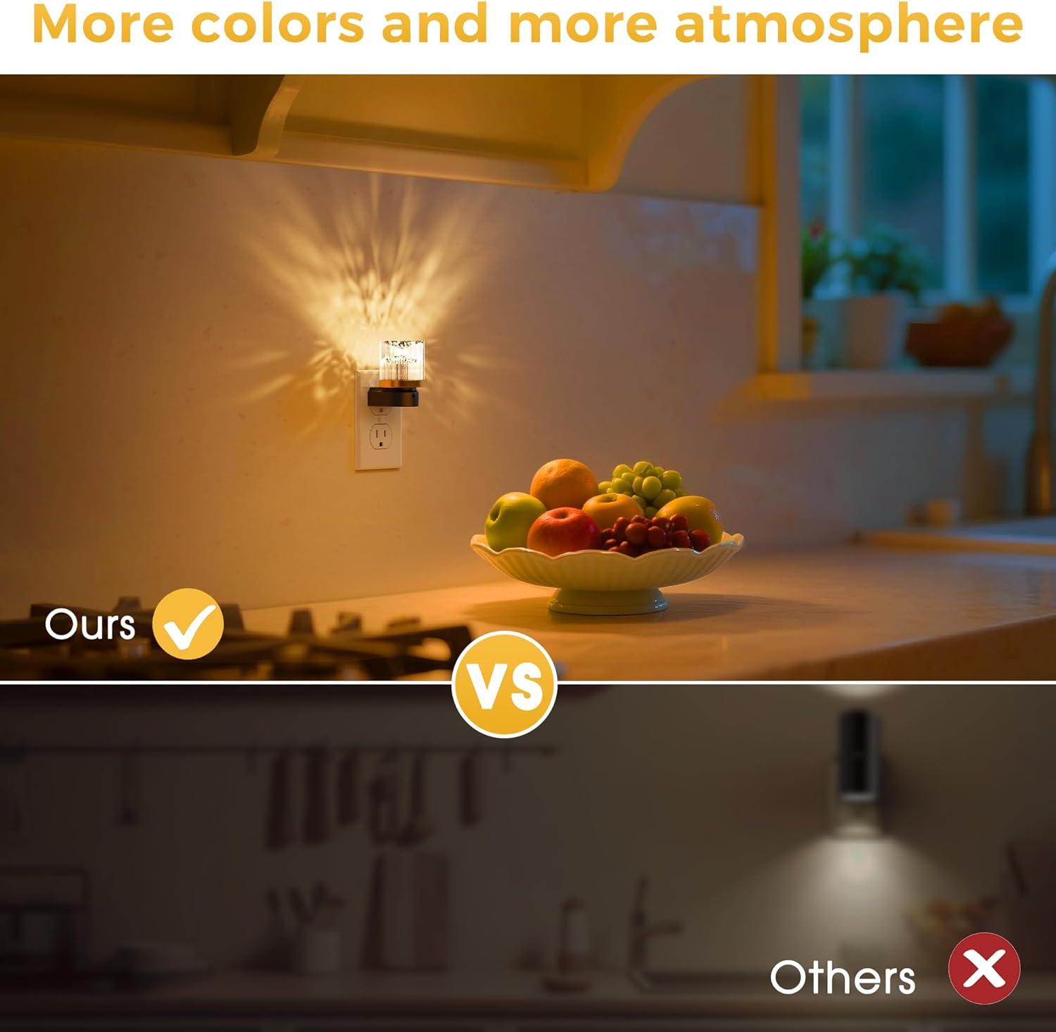 imageL LOHAS LED Night Lights Plug into Wall 3000K4000k5000K Adjustable Color Temperature Bubble Night Light Dusk to Dawn Sensor for Hallway Bathroom RoomsRGBDiamondBlack