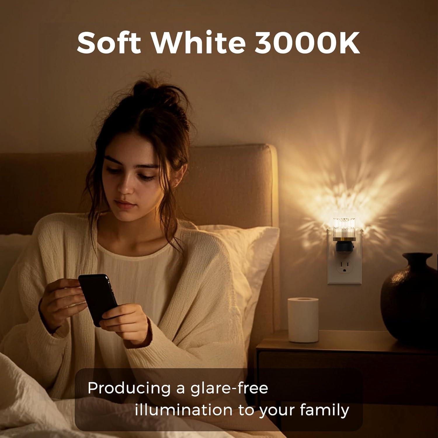 imageL LOHAS LED Night Lights Plug into Wall 3000K4000k5000K Adjustable Color Temperature Bubble Night Light Dusk to Dawn Sensor for Hallway Bathroom RoomsBlack3000Kdiamond