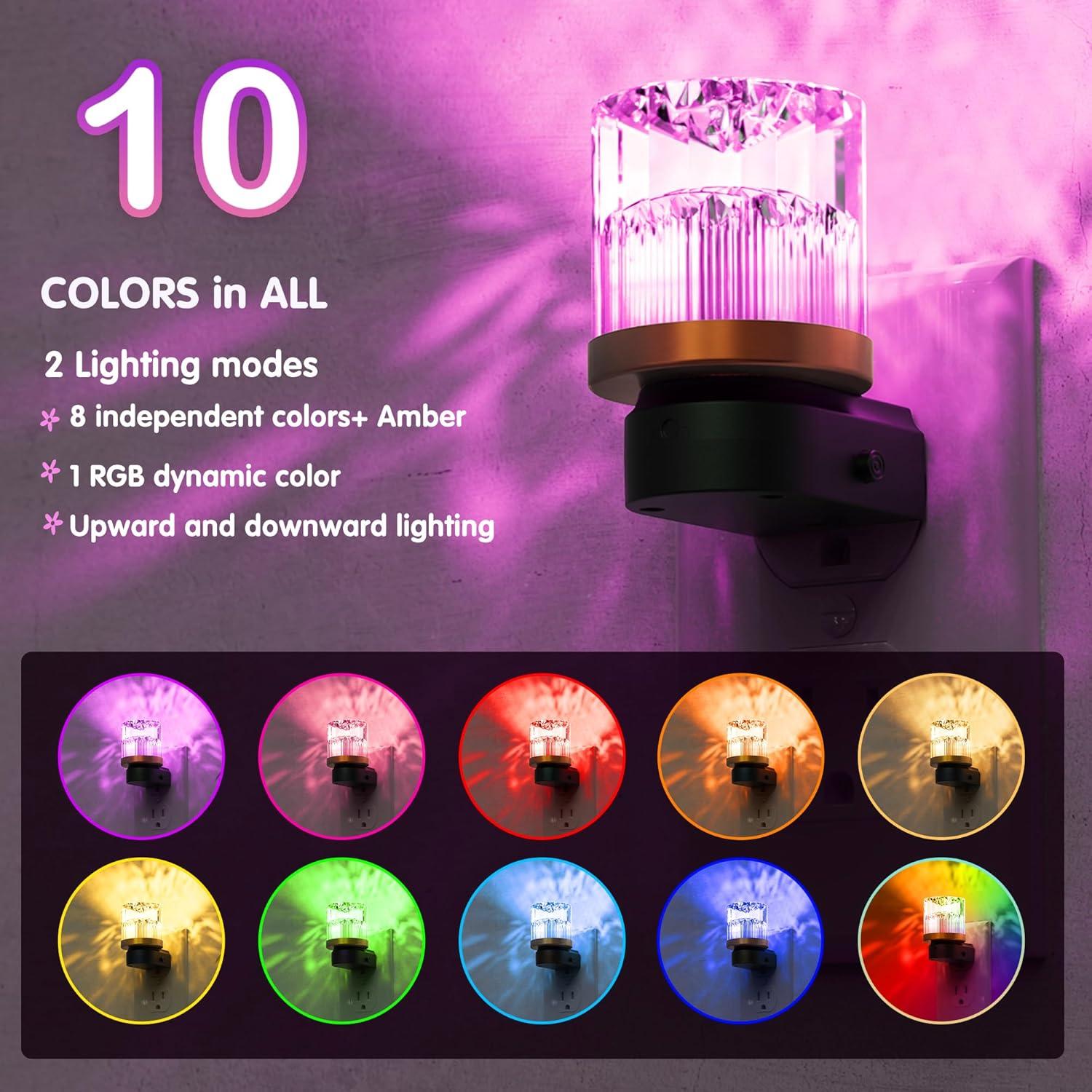 imageL LOHAS LED Night Lights Plug into Wall 3000K4000k5000K Adjustable Color Temperature Bubble Night Light Dusk to Dawn Sensor for Hallway Bathroom RoomsRGBDiamondBlack