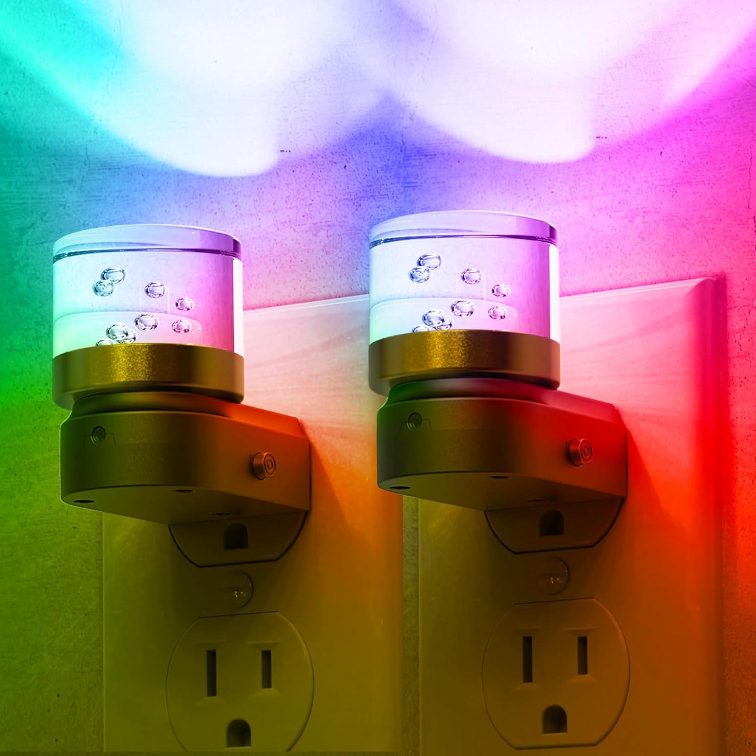 imageL LOHAS LED Night Lights Plug into Wall 3000K4000k5000K Adjustable Color Temperature Bubble Night Light Dusk to Dawn Sensor for Hallway Bathroom RoomsRGBShort BubbleBlack