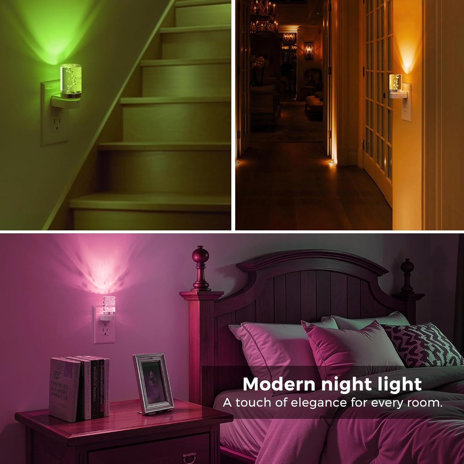 imageL LOHAS LED Night Lights Plug into Wall 3000K4000k5000K Adjustable Color Temperature Bubble Night Light Dusk to Dawn Sensor for Hallway Bathroom RoomsRGBLong BubbleWhite