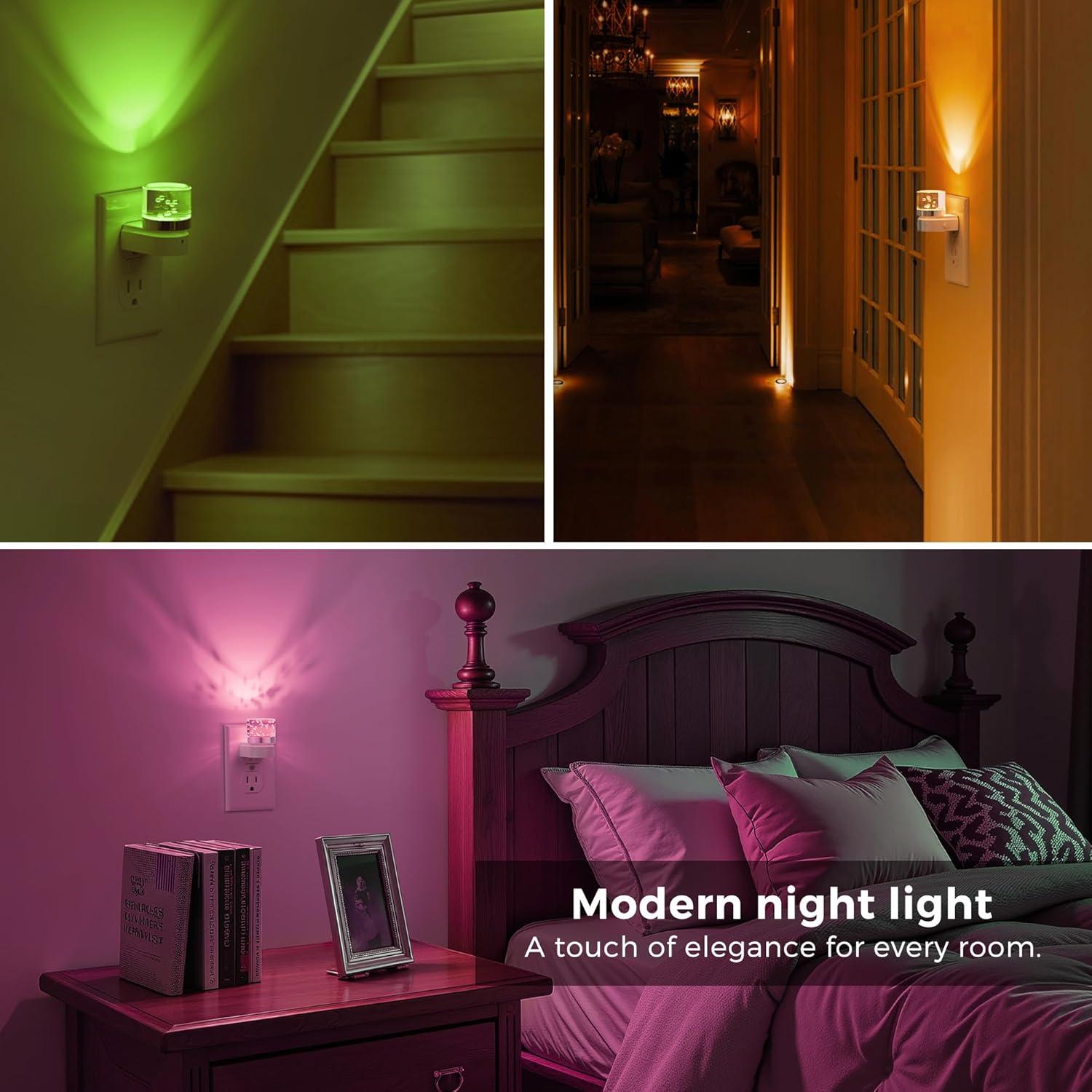 imageL LOHAS LED Night Lights Plug into Wall 3000K4000k5000K Adjustable Color Temperature Bubble Night Light Dusk to Dawn Sensor for Hallway Bathroom RoomsRGBShort BubbleWhite