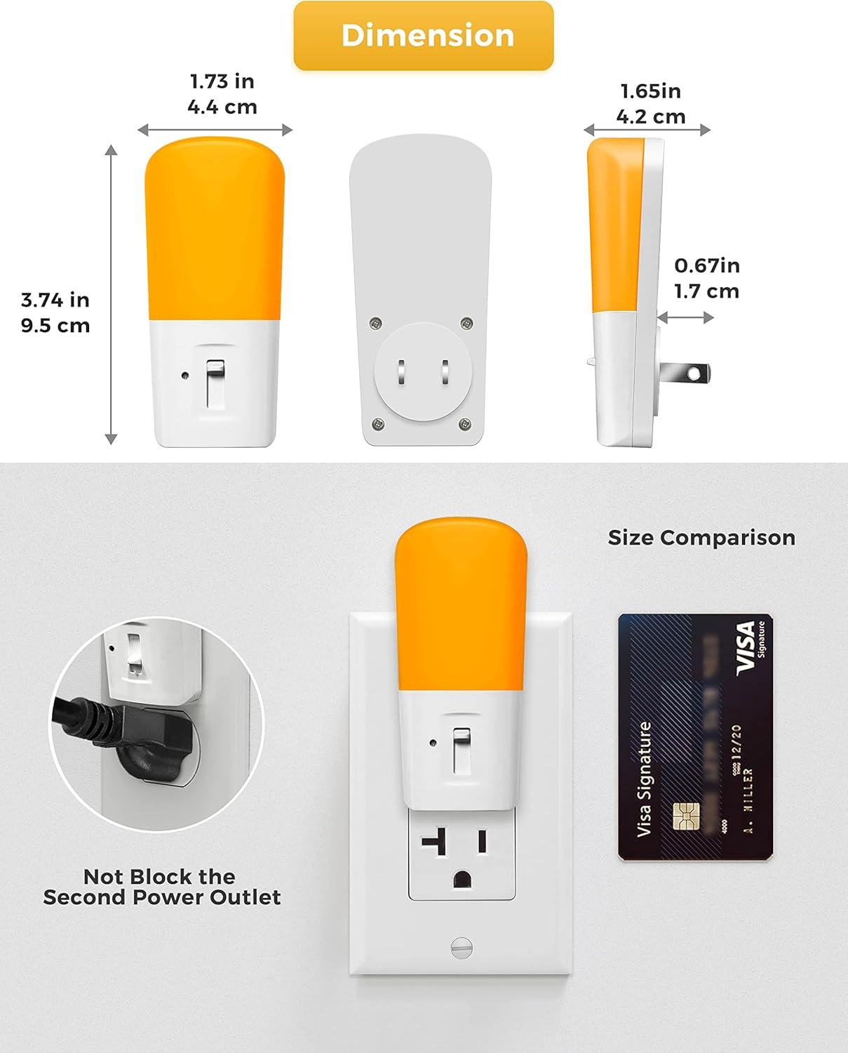 imageLOHAS Amber Night Light Dimmable Plug in Yellow Night Light with Dusk to Dawn Sensor Kids Night Lights for BedroomNursery Hallway StairwayBedroom Bathroom 4Pack