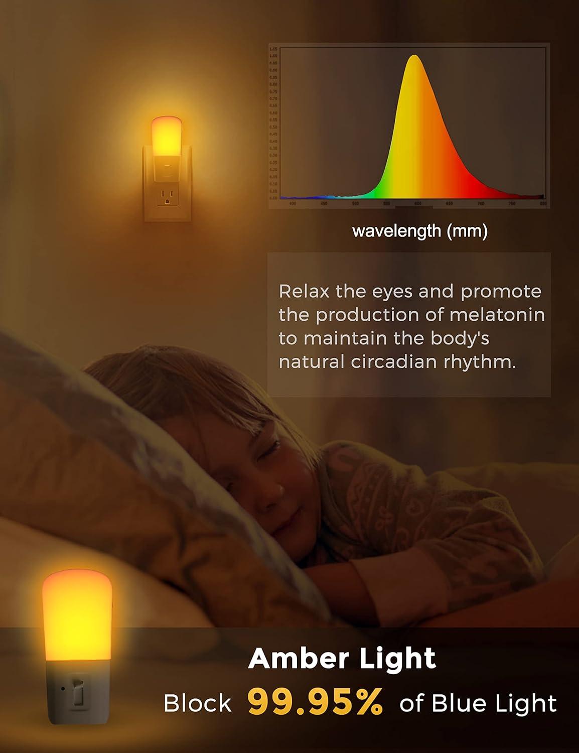 imageLOHAS Amber Night Light Dimmable Plug in Yellow Night Light with Dusk to Dawn Sensor Kids Night Lights for BedroomNursery Hallway StairwayBedroom Bathroom 4Pack