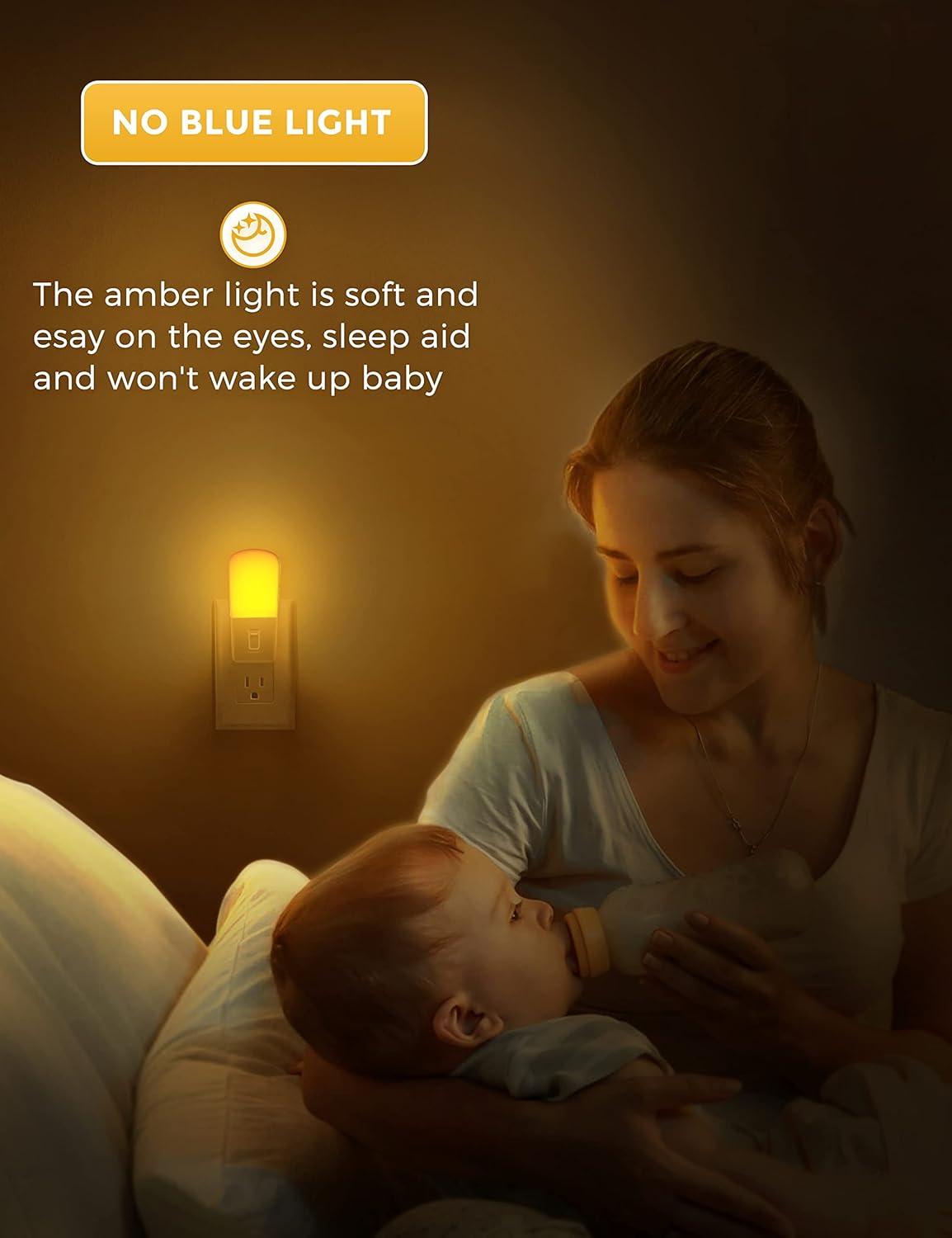 imageLOHAS Amber Night Light Dimmable Plug in Yellow Night Light with Dusk to Dawn Sensor Kids Night Lights for BedroomNursery Hallway StairwayBedroom Bathroom 4Pack