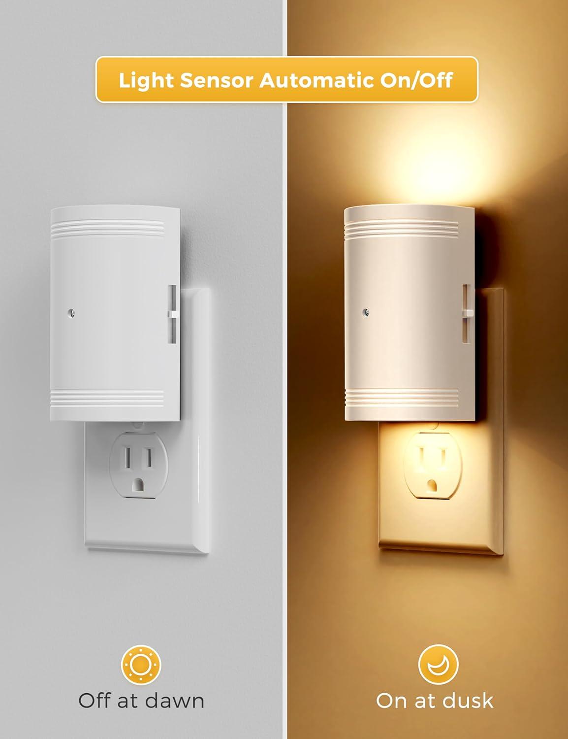 imageLOHAS Amber Night Light LED Night Light Plug into Wall with Light Sensor Diffused Light Energy Efficient Sleep Aid No Blue Light for Nursery Bedroom Hallway Stairs Kids Room 2 PackWhite