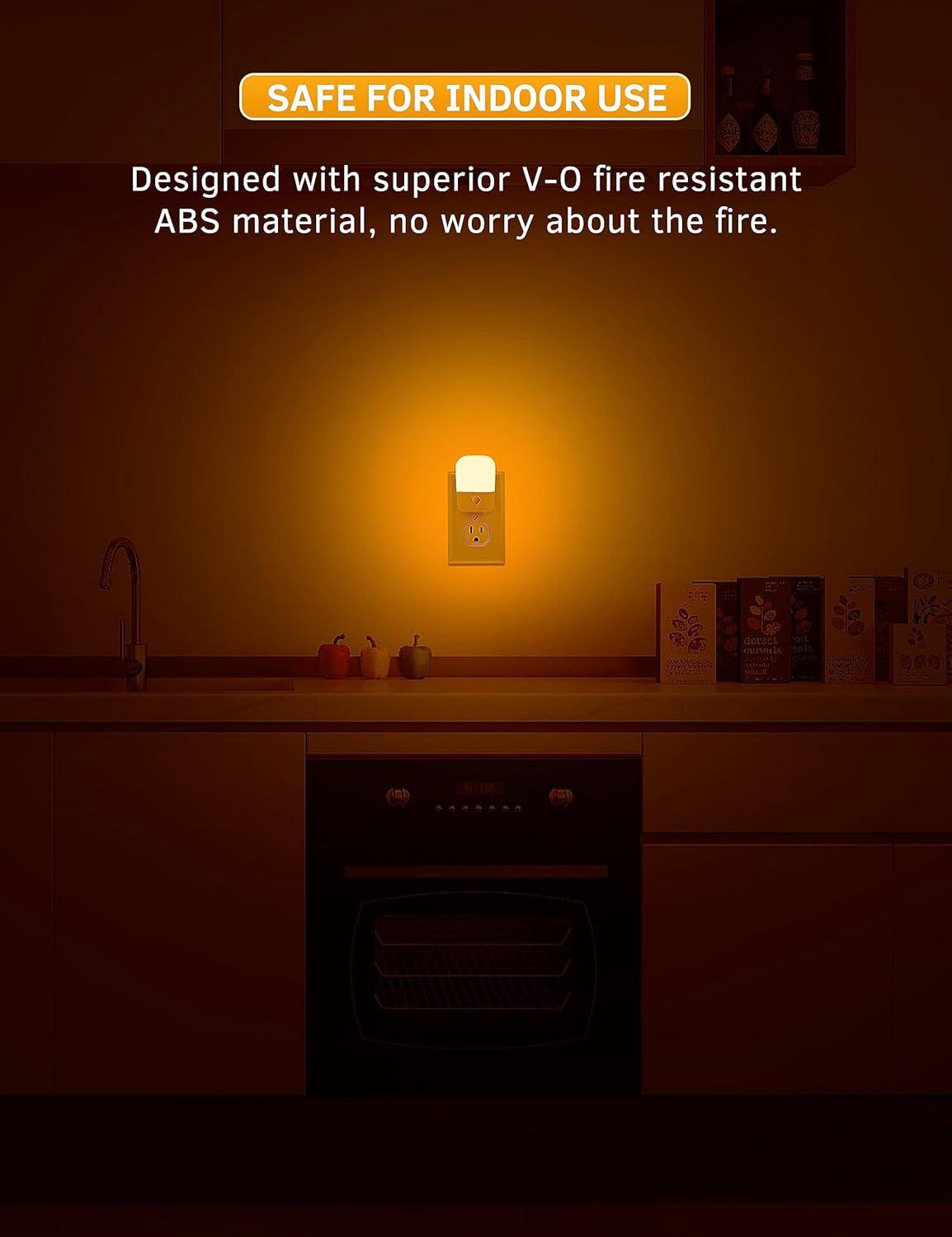 imageLOHAS Amber Night Light LED Night Light Plug into Wall with Light Sensor Diffused Light Energy Efficient Sleep Aid No Blue Light for Nursery Bedroom Hallway Stairs Kids Room 2 PackAmber
