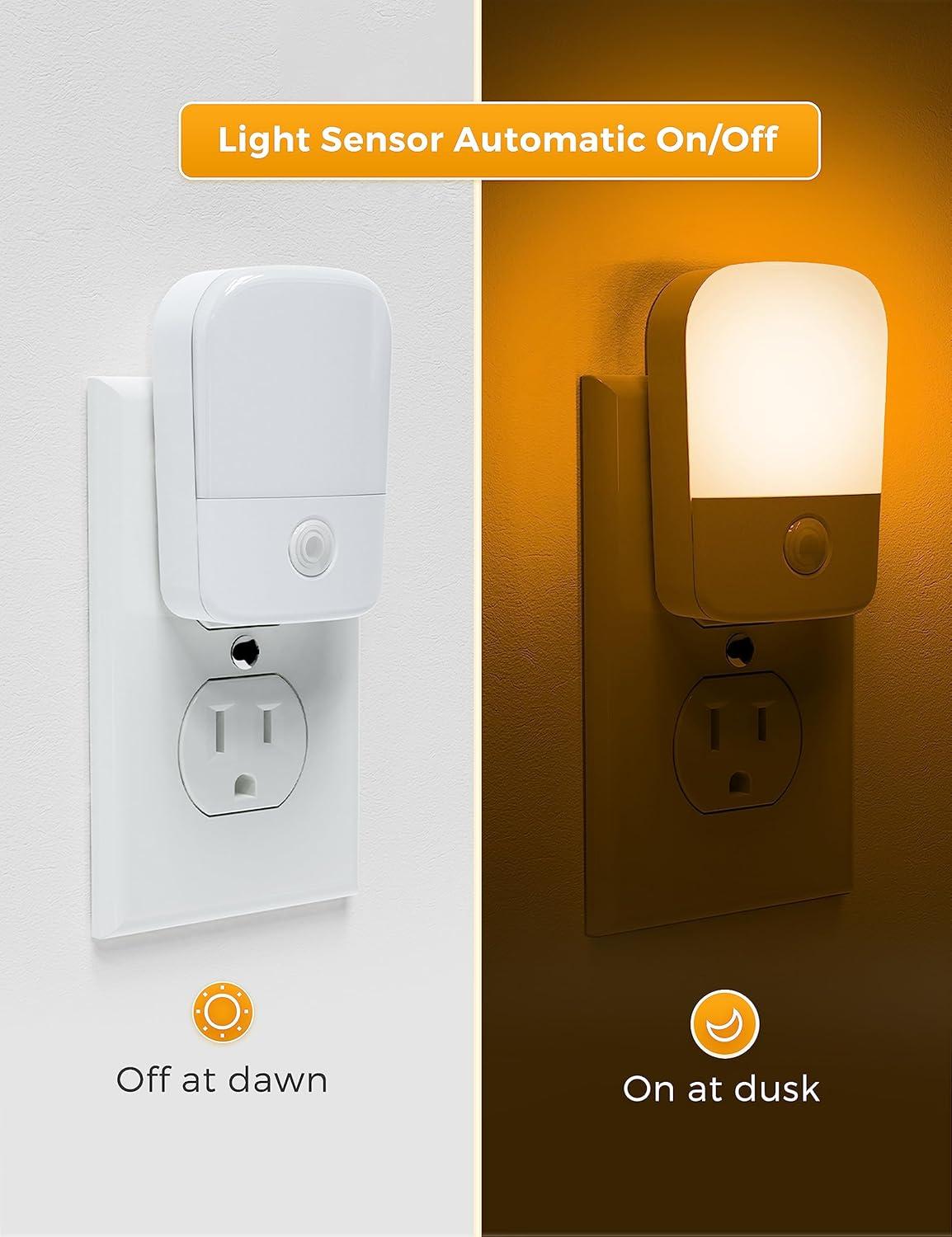 imageLOHAS Amber Night Light LED Night Light Plug into Wall with Light Sensor Diffused Light Energy Efficient Sleep Aid No Blue Light for Nursery Bedroom Hallway Stairs Kids Room 2 PackAmber