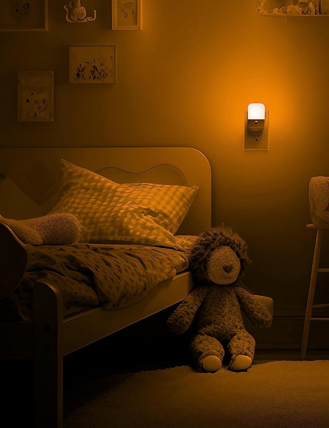 imageLOHAS Amber Night Light LED Night Light Plug into Wall with Light Sensor Diffused Light Energy Efficient Sleep Aid No Blue Light for Nursery Bedroom Hallway Stairs Kids Room 2 PackAmber