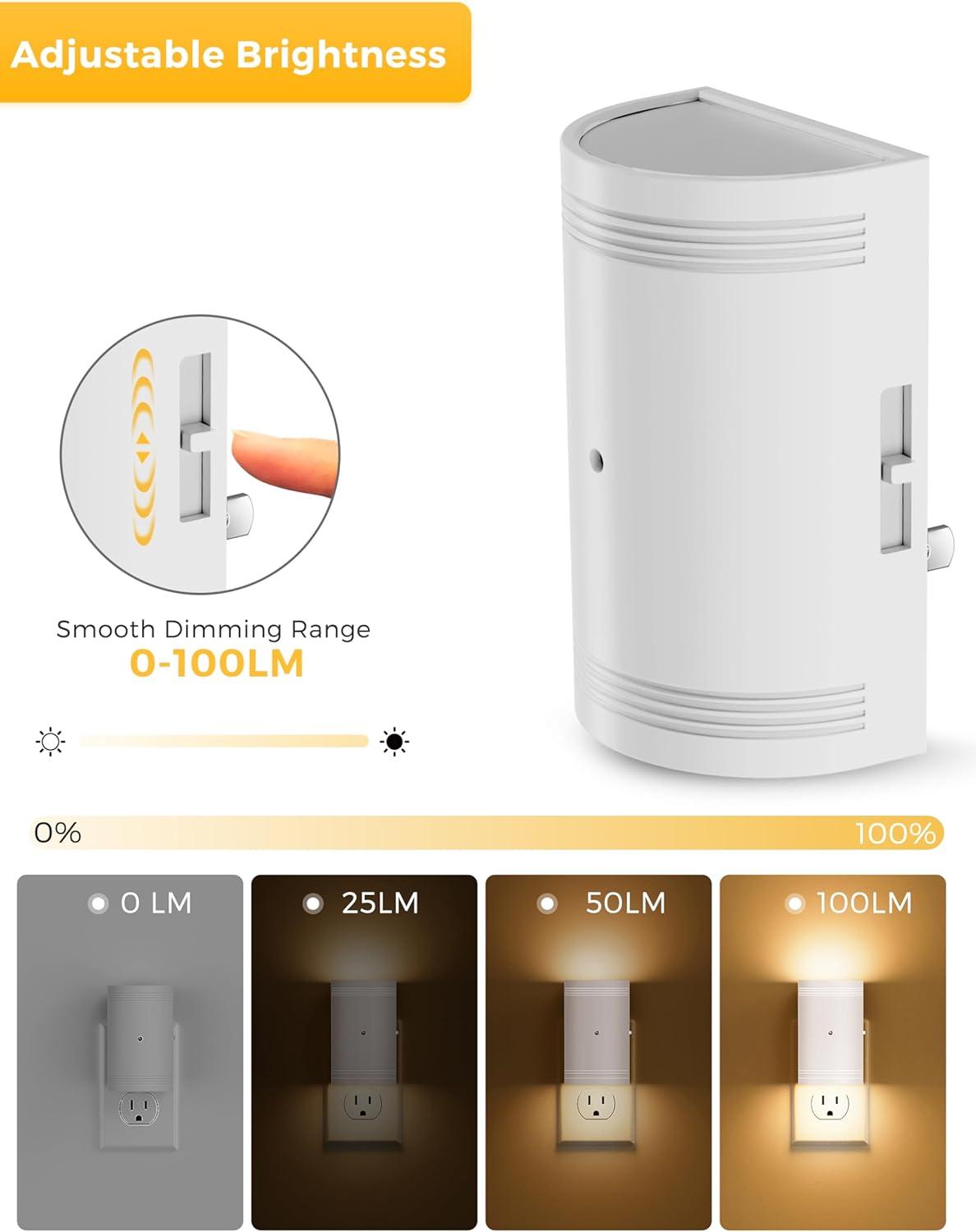 imageLOHAS Amber Night Light LED Night Light Plug into Wall with Light Sensor Diffused Light Energy Efficient Sleep Aid No Blue Light for Nursery Bedroom Hallway Stairs Kids Room 2 PackWhite