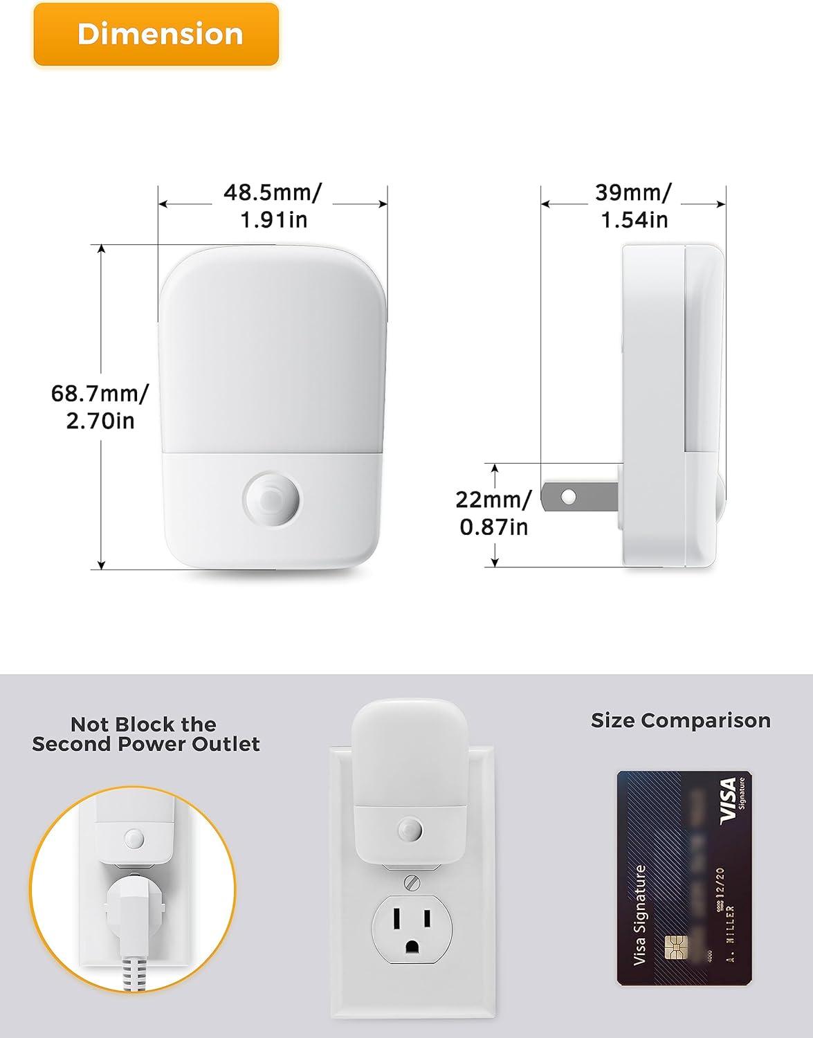 imageLOHAS Amber Night Light LED Night Light Plug into Wall with Light Sensor Diffused Light Energy Efficient Sleep Aid No Blue Light for Nursery Bedroom Hallway Stairs Kids Room 2 PackAmber