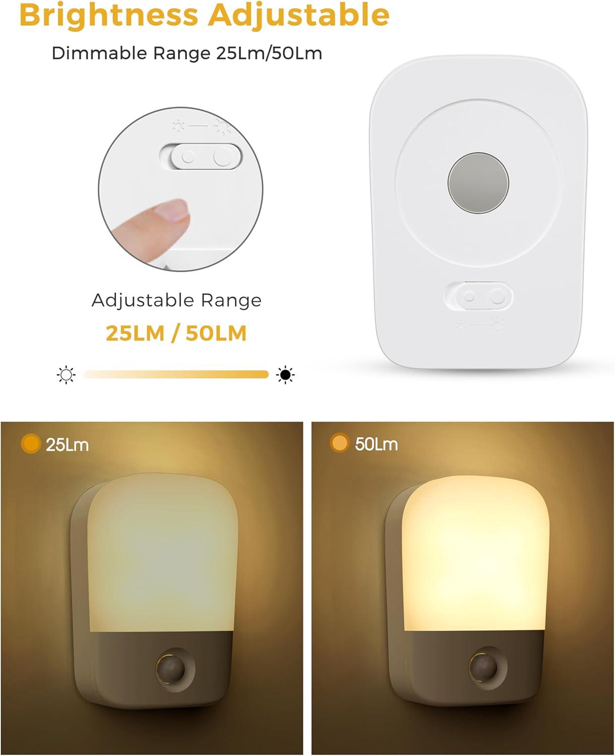 imageLOHAS Rechargeable Battery Night Light Stick On Mini Motion Sensor Night Light 3000k Warm White Dimmable Brightness with 25lm50lm Rechargeable Step Light for Kids Nursery Bedroom Stairs 4pack