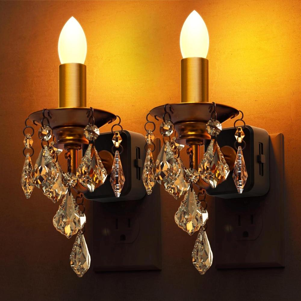 imageL LOHAS LED Candle Night Light Night Lights Plug into Wall LED Candle Night Light with Light Sensor 0100LM Dimmable Nightlight for Dinning Room Living Room Bathroom HallwayCrystal02