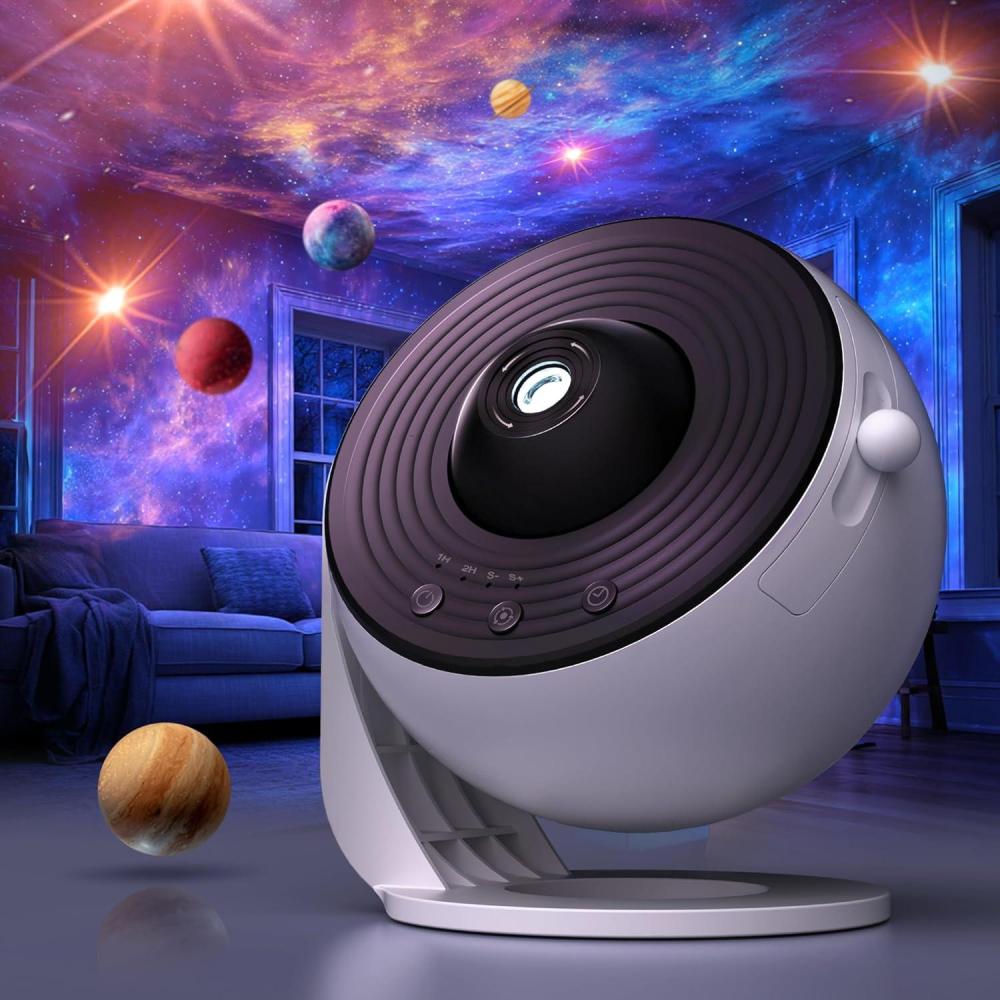 imageL LOHAS LED Galaxy Projector for Bedroom 13 in 1 Star Projector Night Light with Solar System Constellation Moon LED Space Galaxy Lamp with Timer for Kids Adults Bedroom TheaterWhite