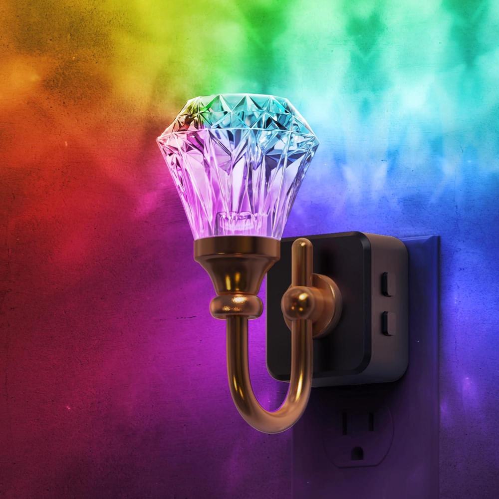 imageL LOHAS LED Night Lights Plug into Wall 10Color Changing RGB Floral Night Lights with Auto Sensor 3 Brightness Levels Rotatable Plug in Nightlight for Bedroom Nursery Hallway Gift