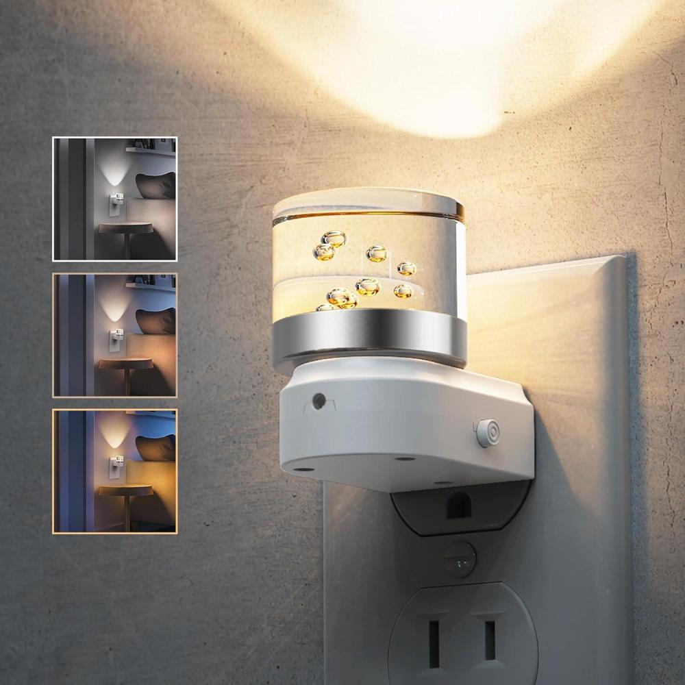 imageL LOHAS LED Night Lights Plug into Wall 3000K4000k5000K Adjustable Color Temperature Bubble Night Light Dusk to Dawn Sensor for Hallway Bathroom RoomsWhite3CCTbubble