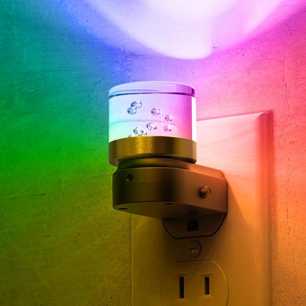 imageL LOHAS LED Night Lights Plug into Wall 3000K4000k5000K Adjustable Color Temperature Bubble Night Light Dusk to Dawn Sensor for Hallway Bathroom RoomsRGBShort BubbleBlack