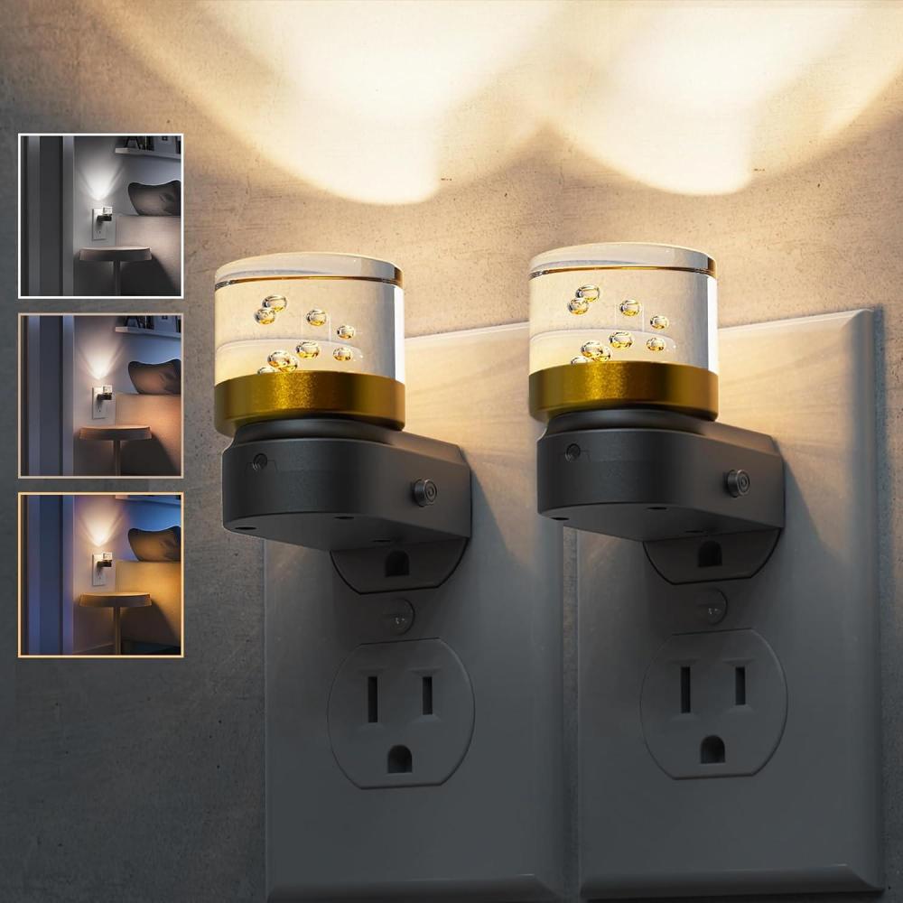 imageL LOHAS LED Night Lights Plug into Wall 3000K4000k5000K Adjustable Color Temperature Bubble Night Light Dusk to Dawn Sensor for Hallway Bathroom RoomsBlack3CCTbubble