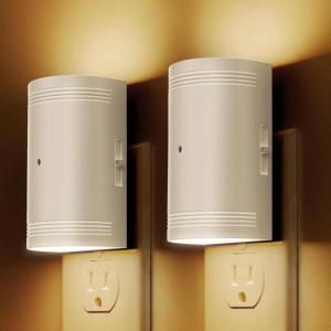 imageLOHAS Amber Night Light LED Night Light Plug into Wall with Light Sensor Diffused Light Energy Efficient Sleep Aid No Blue Light for Nursery Bedroom Hallway Stairs Kids Room 2 PackWhite
