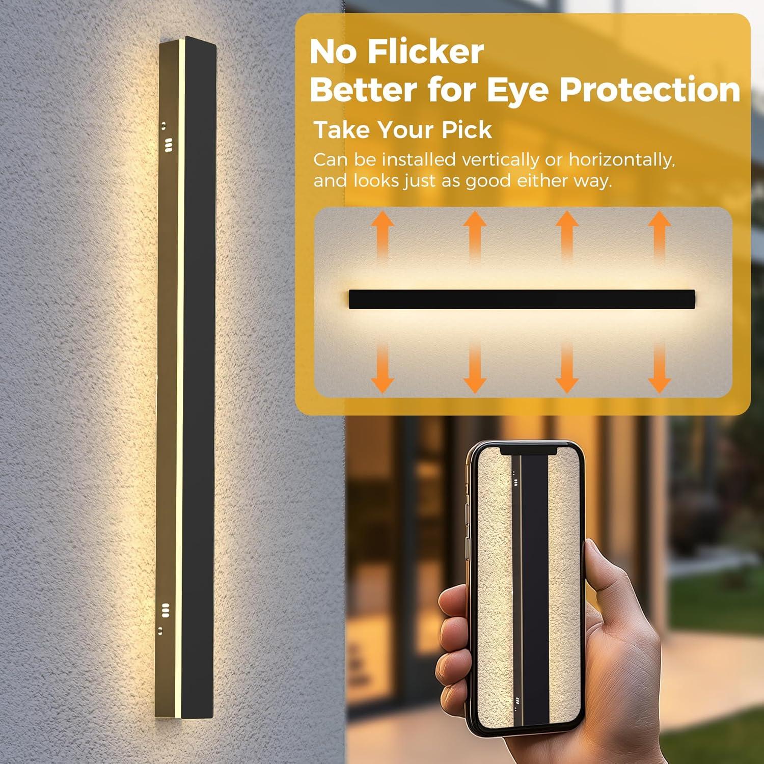 imageL LOHAS LED 2pack Long LED 394inch Modern Outdoor Wall Lights Black Rectangular Outdoor Wall Lights Exterior 3000K Warm White IP65 Waterproof Wall Mount Lighting Fixture for Garage Doorway PorchBlack