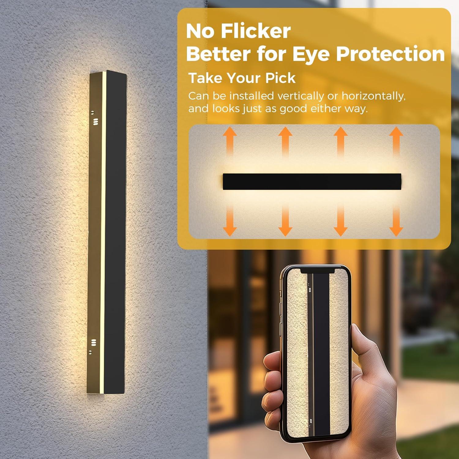 imageL LOHAS LED 2pack Long LED 394inch Modern Outdoor Wall Lights Black Rectangular Outdoor Wall Lights Exterior 3000K Warm White IP65 Waterproof Wall Mount Lighting Fixture for Garage Doorway PorchBlack