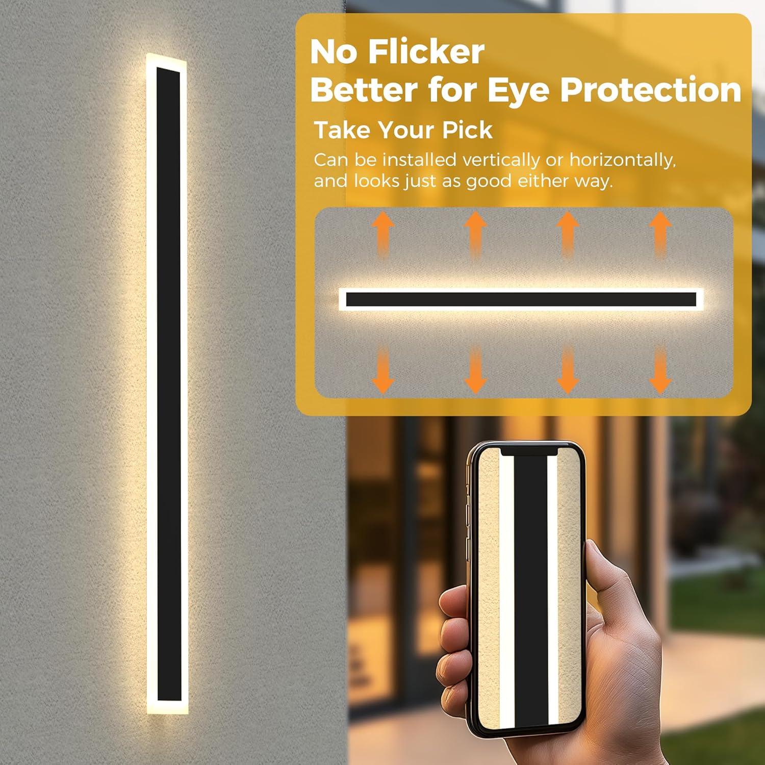 imageL LOHAS LED 354inch Long LED Modern Outdoor Wall Light Black Rectangular Outdoor Wall Lights Exterior 3000K Warm White IP65 Waterproof Wall Mount Lighting Fixture for Garage Doorway Porch PatioBlack